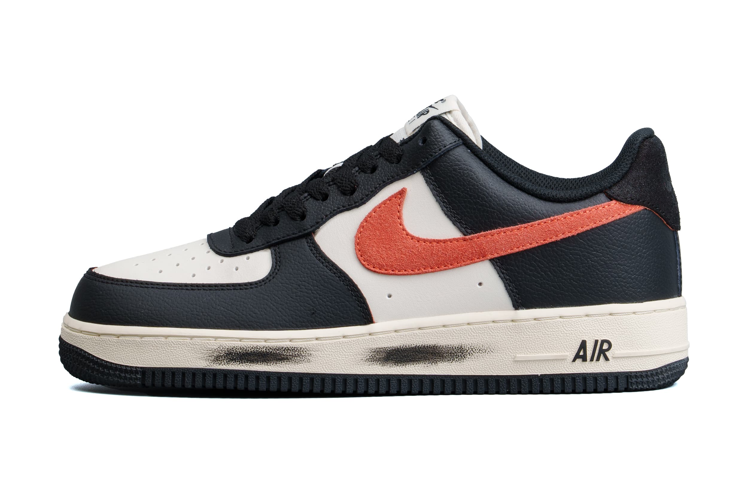 Custom Sneakers Nike Air Force 1 Comfort Fashion Wrapping Cushioning Impact Resistance Low-Top Skate Shoes Unisex Black Red