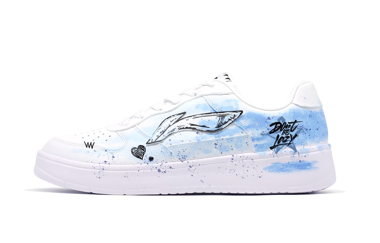 LiNing Pontoon Boats Cushioning Wear-Resistant Low-Top Skateboard Shoes Men's Blue White