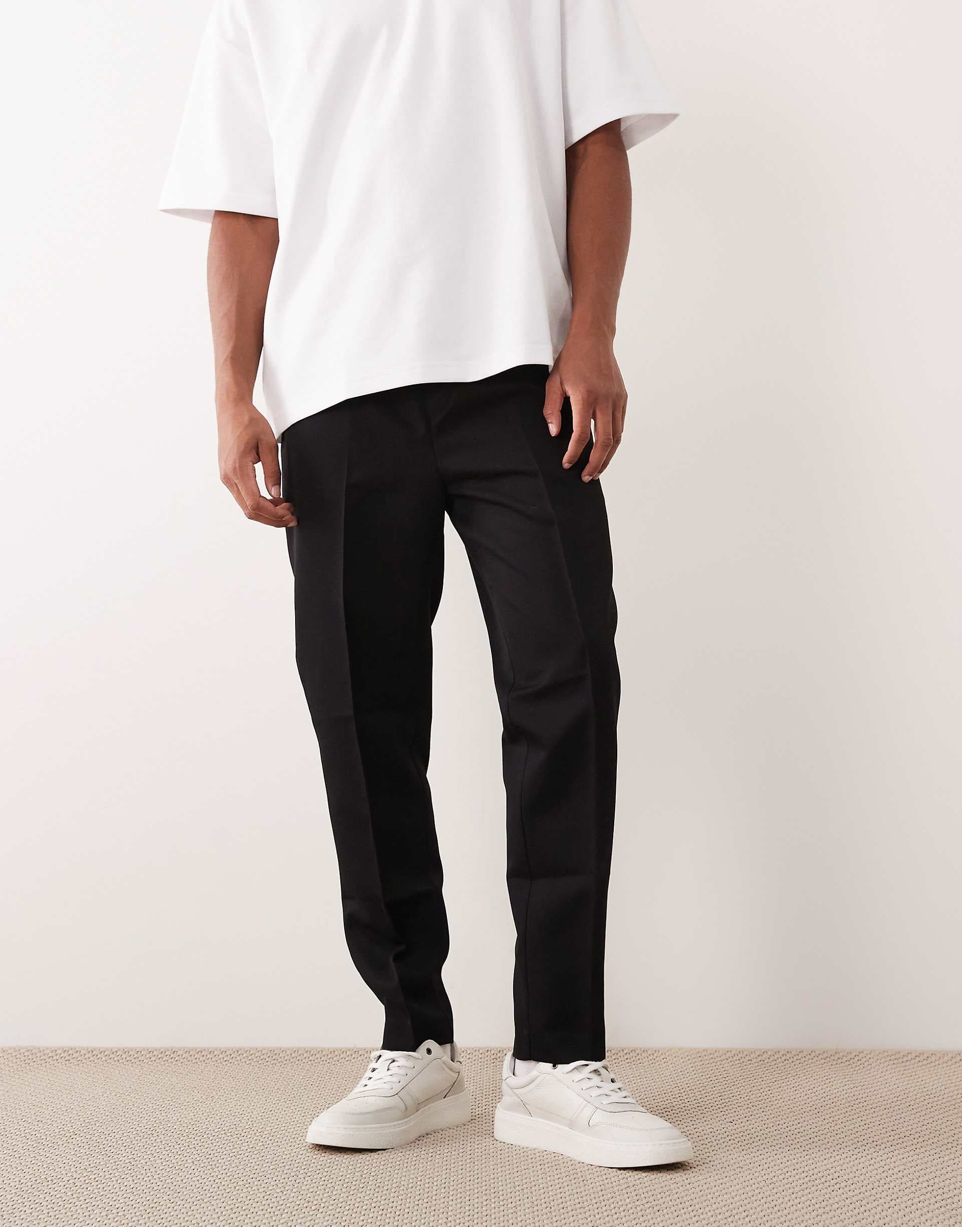 ASOS DESIGN tailored pull on tapered pants in black