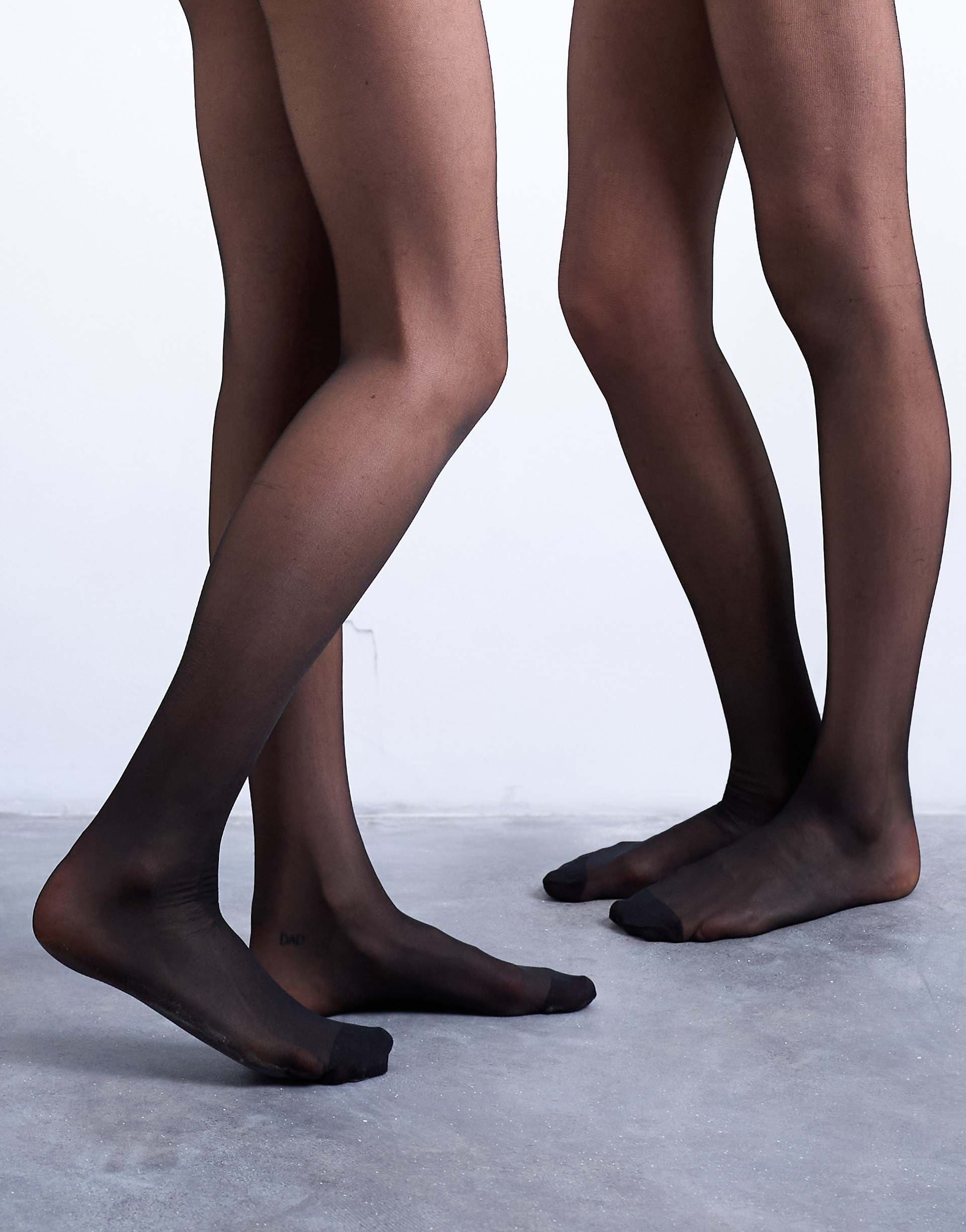 Topshop 2 pack 15 denier tights in black