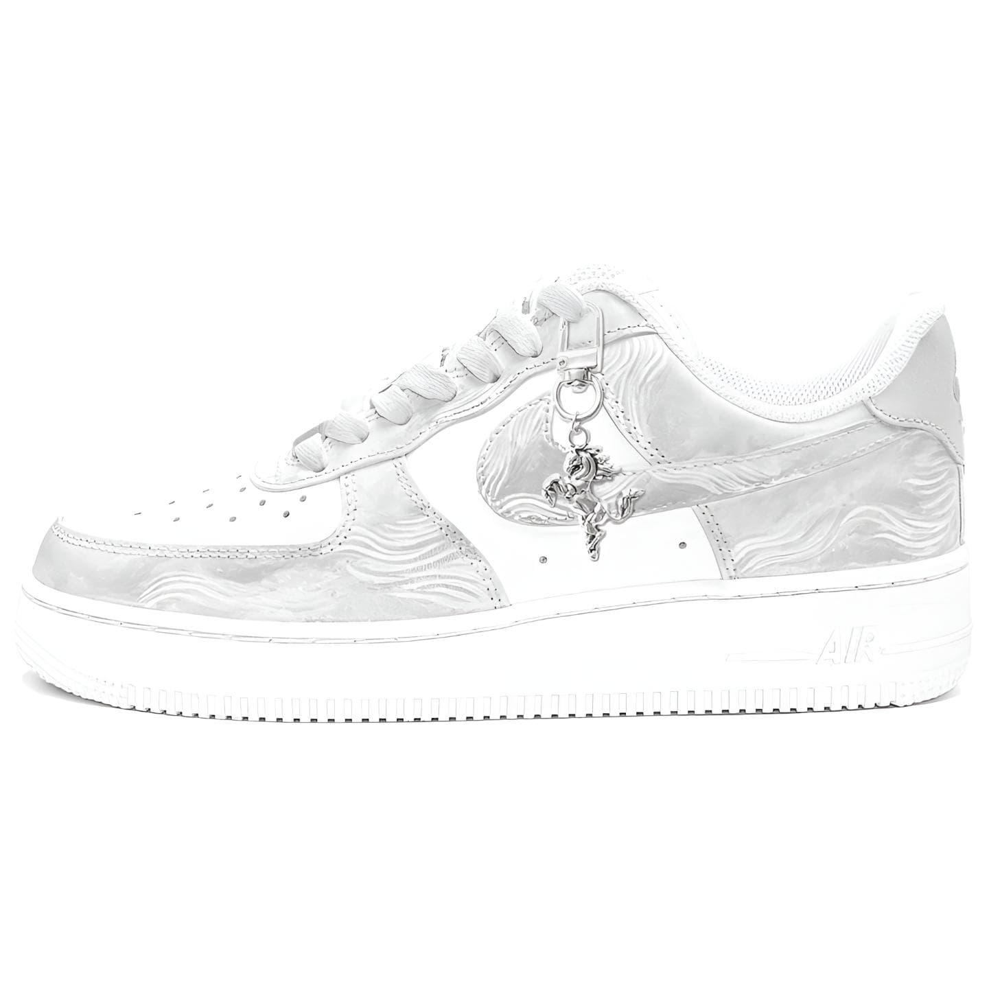 Custom Sneakers Nike Air Force 1 Chu Yi Culture CNY Year of the Horse Series Dilu Horse Fashion Trendy Versatile Comfortable Wear-Resistant Balanced Low-Top Skate Shoes Women's Grey White