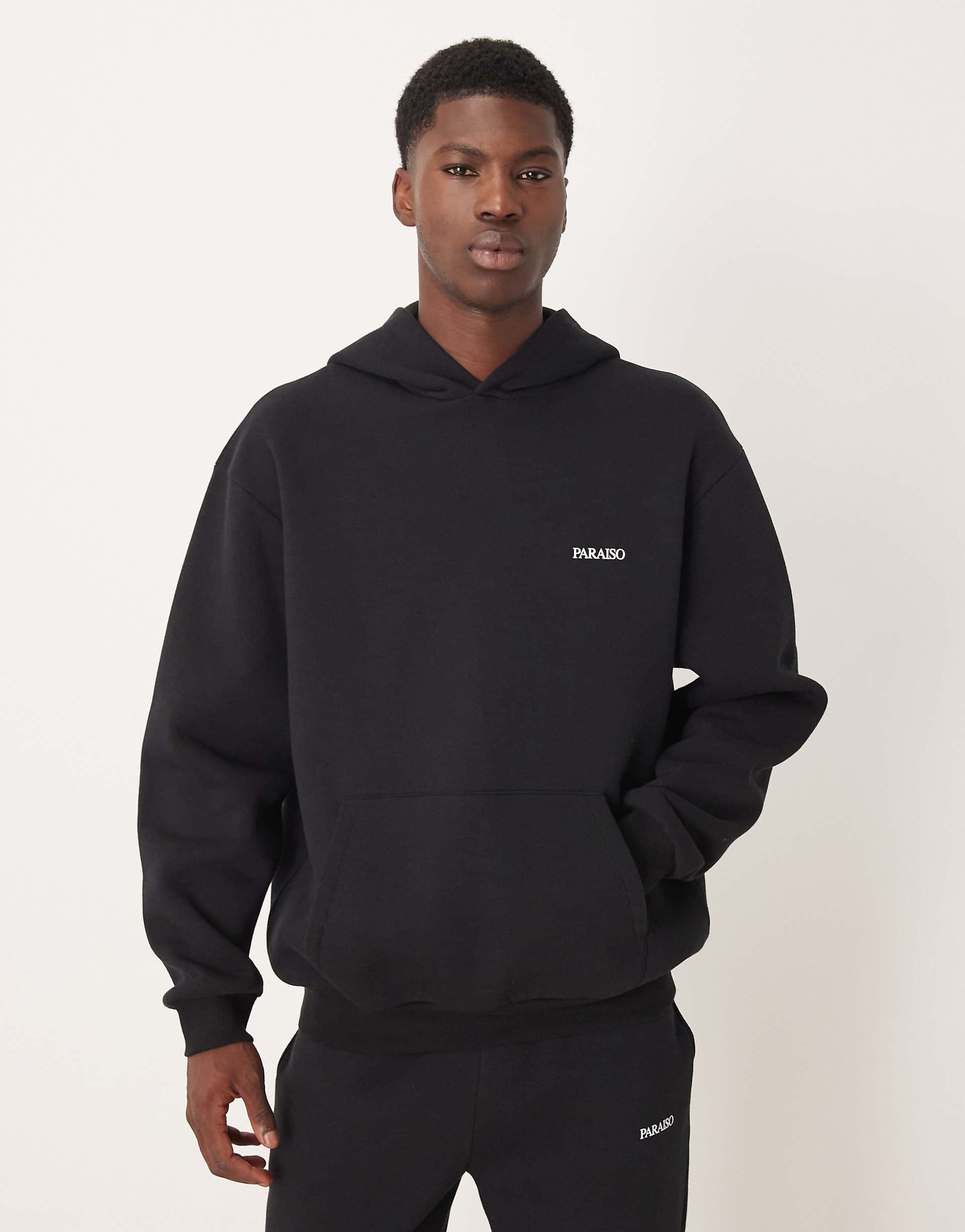 ASOS DESIGN relaxed fit hoodie with print in black - part of a set