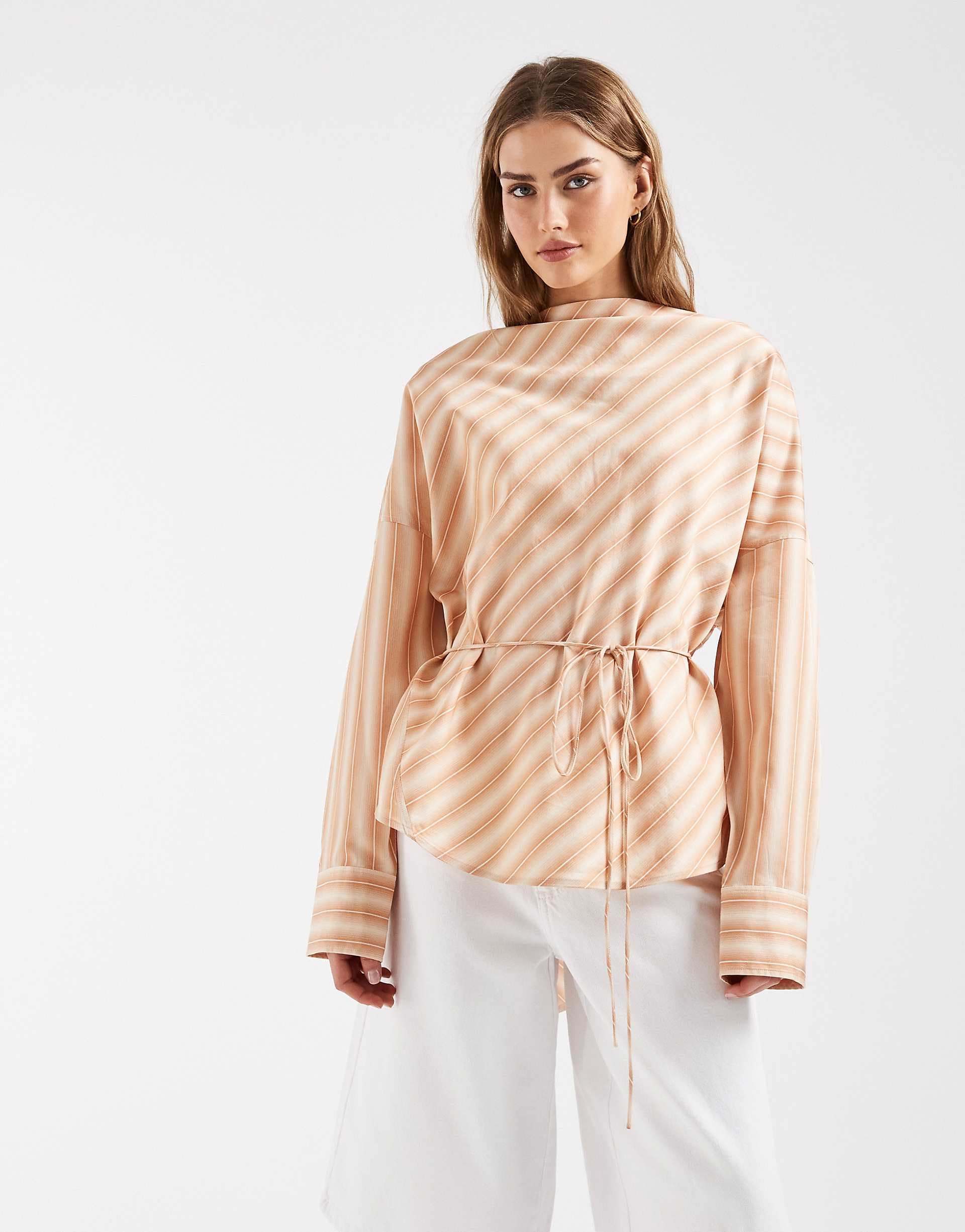 & Other Stories stripe draped shirt in orange stripe