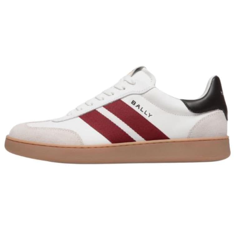 BALLY Retro Leather Lace-Up Sneakers Men's White