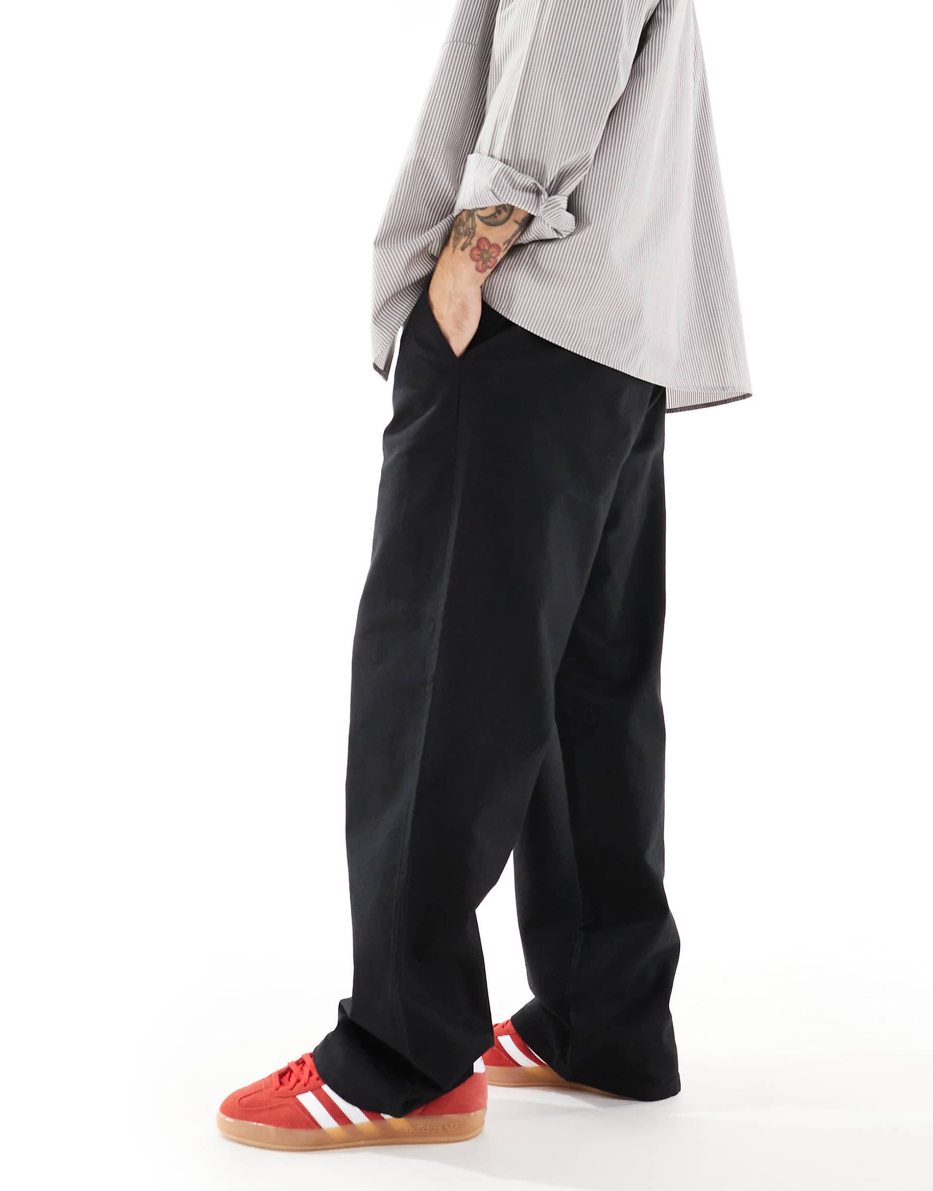 ONLY & SONS baggy fit linen blend pants in black
