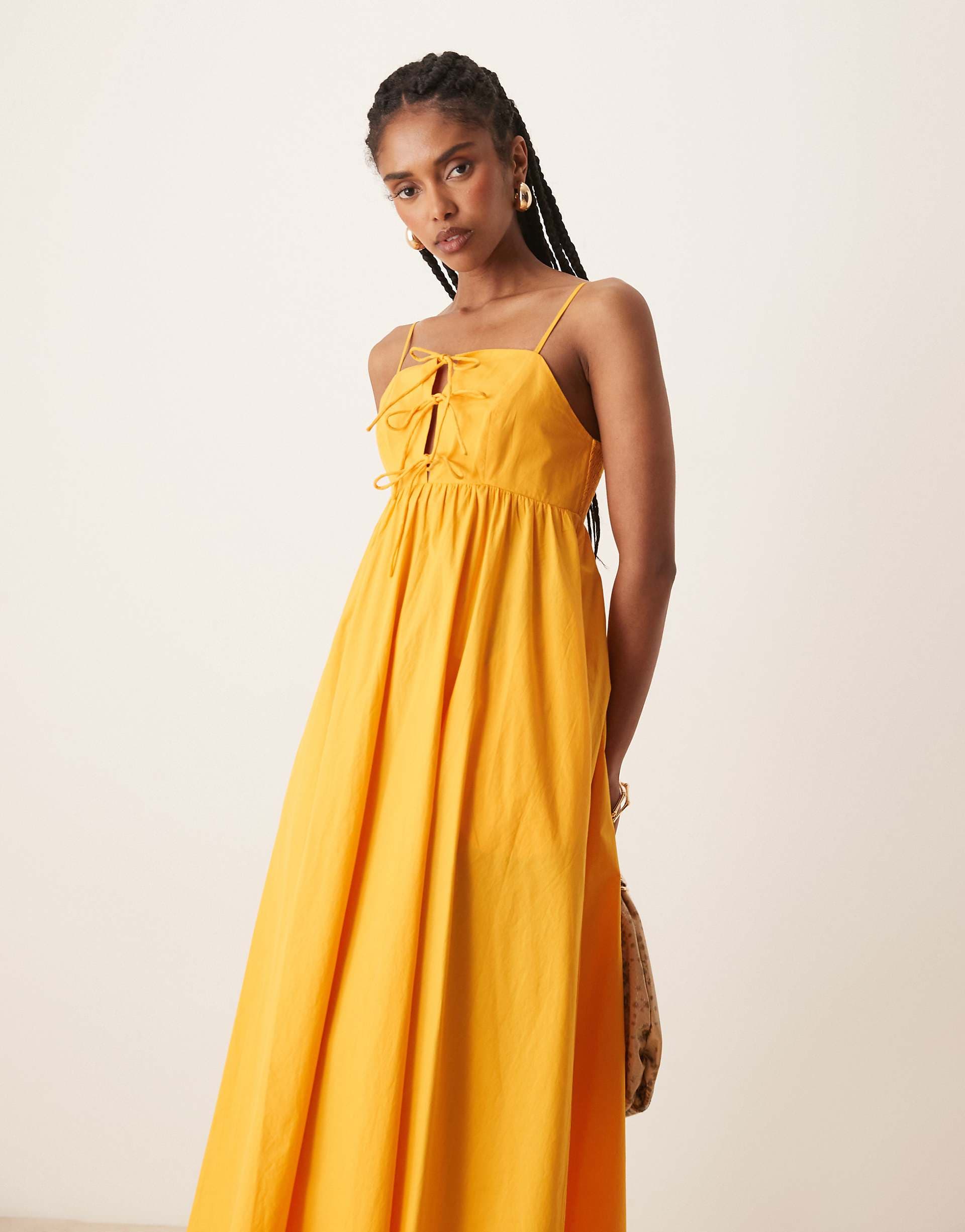 Nobody's Child strappy trapeze midi dress in orange