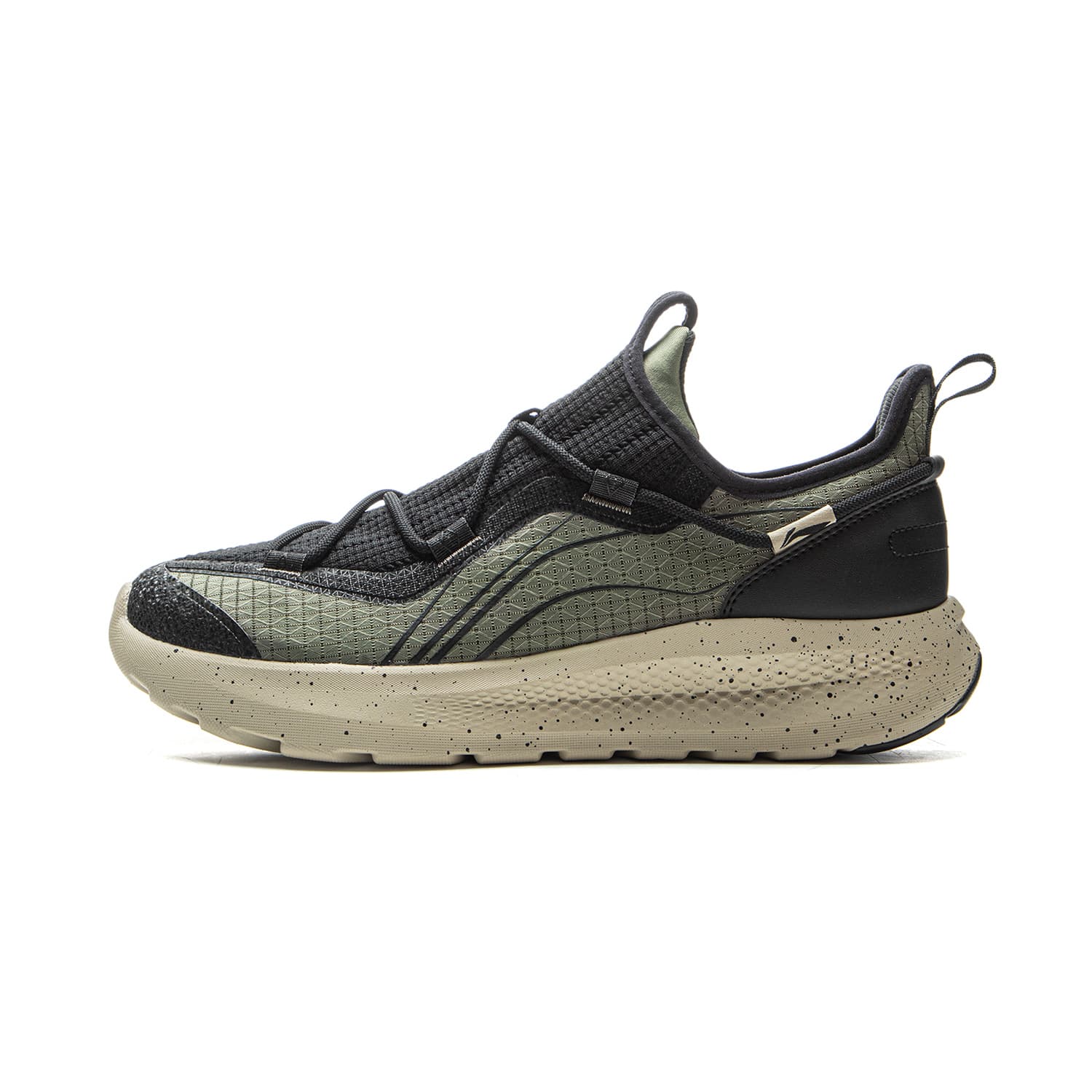 Li-Ning Cloudwalk Soft Cushioning Breathable Platform Casual Shoes Men's Black Green