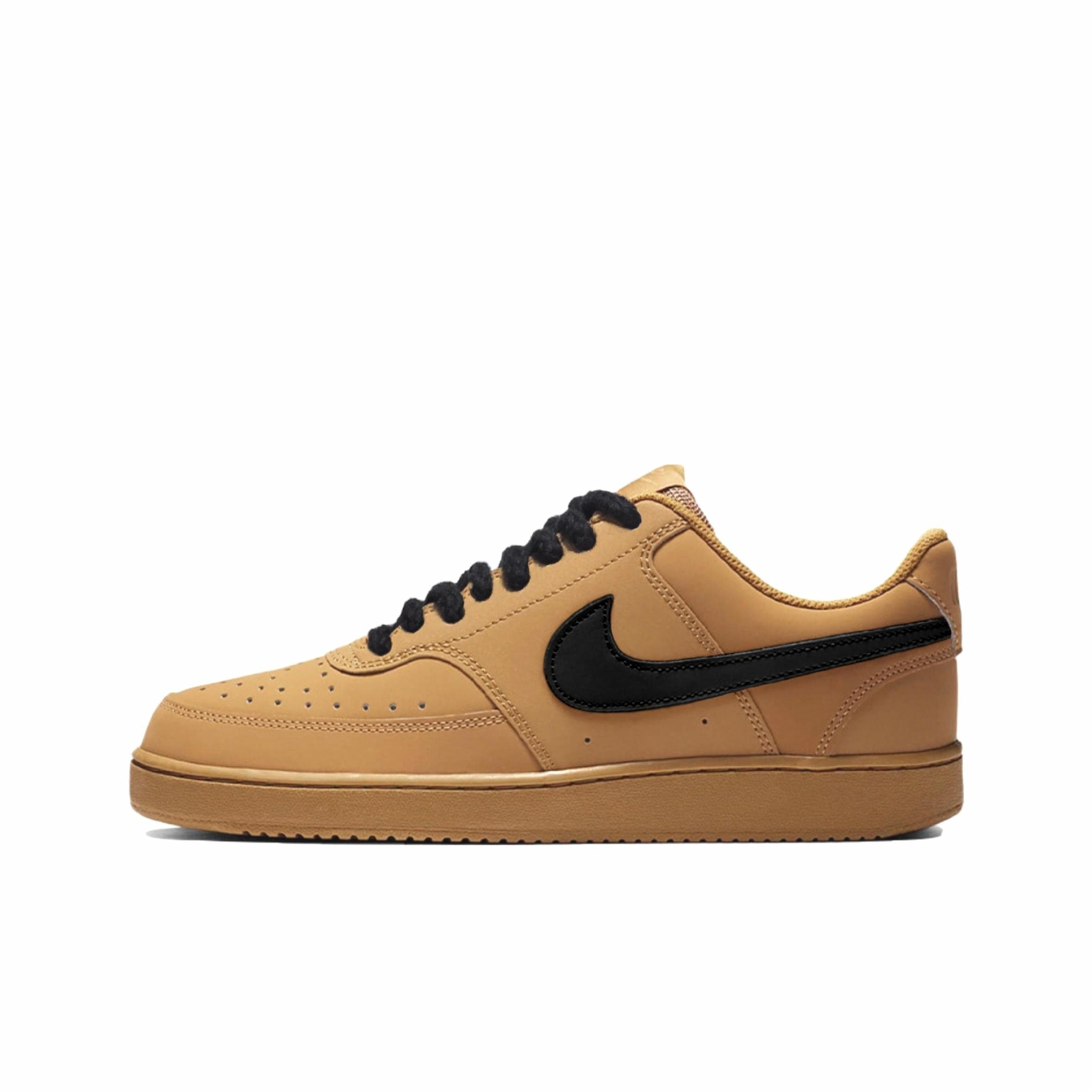 Nike Court Vision 1 Wheat Shadow Black Hook Anti-Slip Wear-Resistant Low-Top Skateboard Shoes Unisex Brown