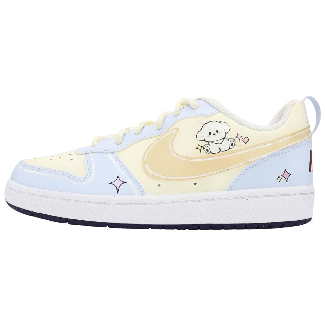 Nike Court Borough Lightweight Low-Top Skateboard Shoes GS Blue Yellow