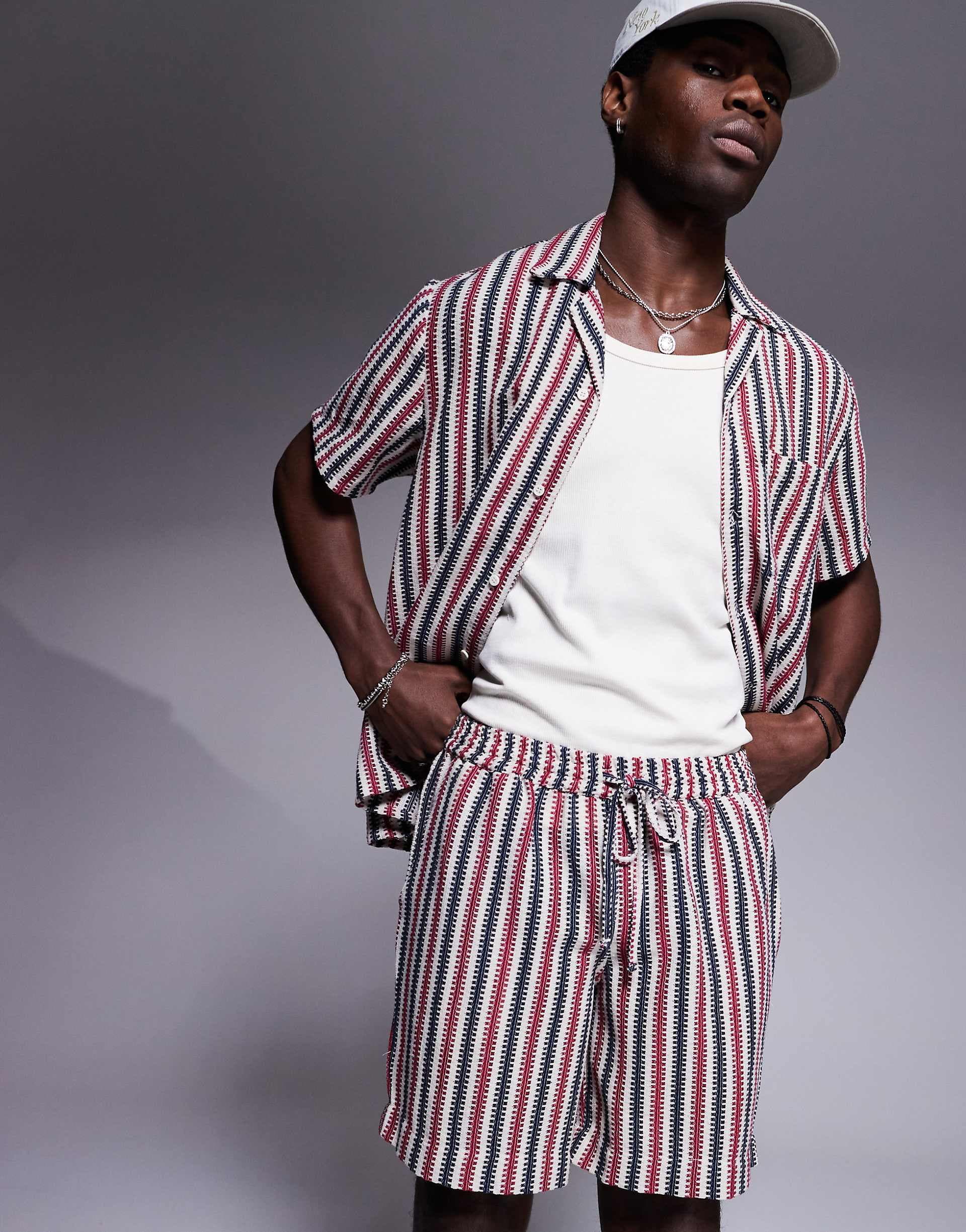 South Beach stripe knit beach short in multi - part of a set