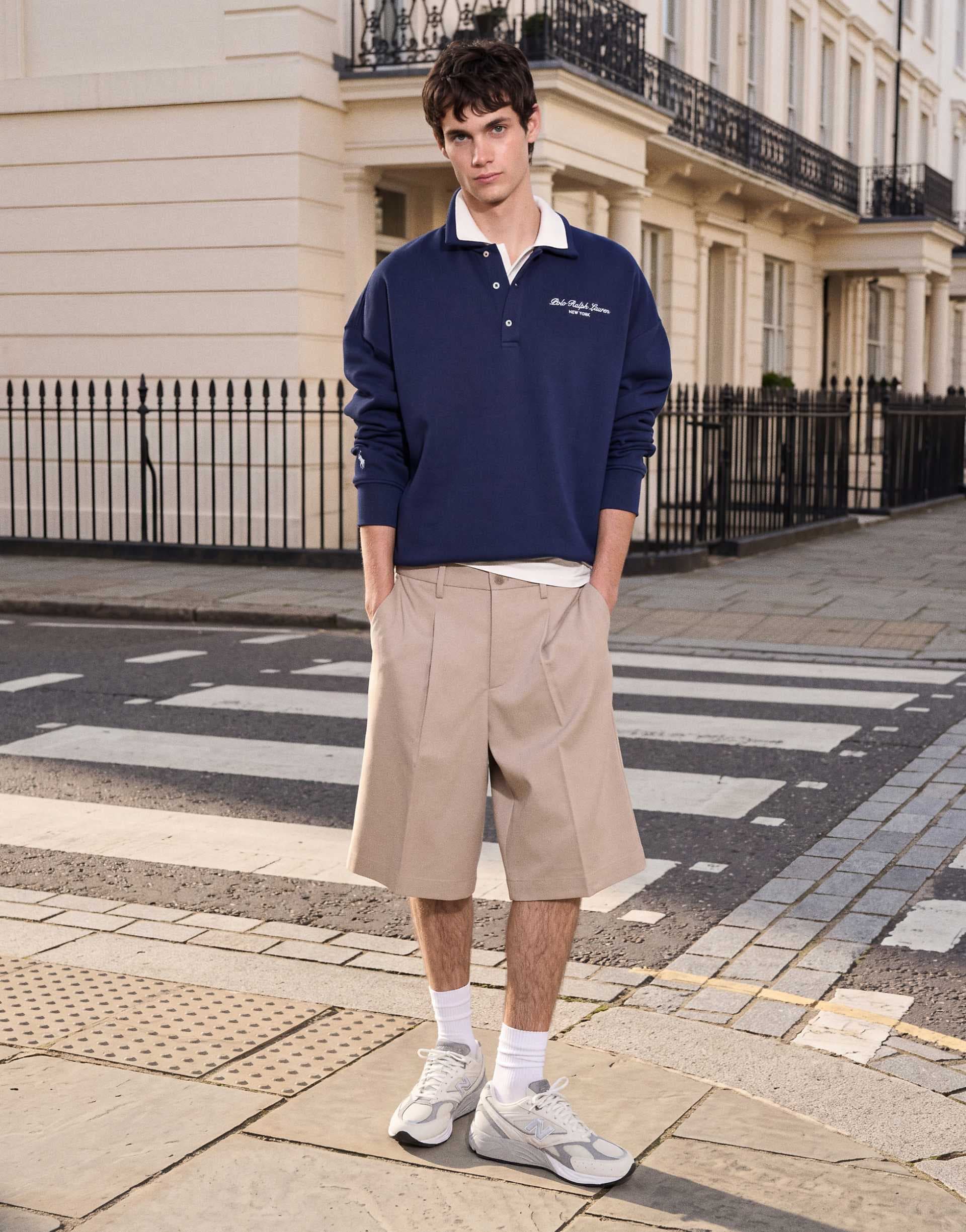 ONLY & SONS loose fit tailored bermuda shorts in beige