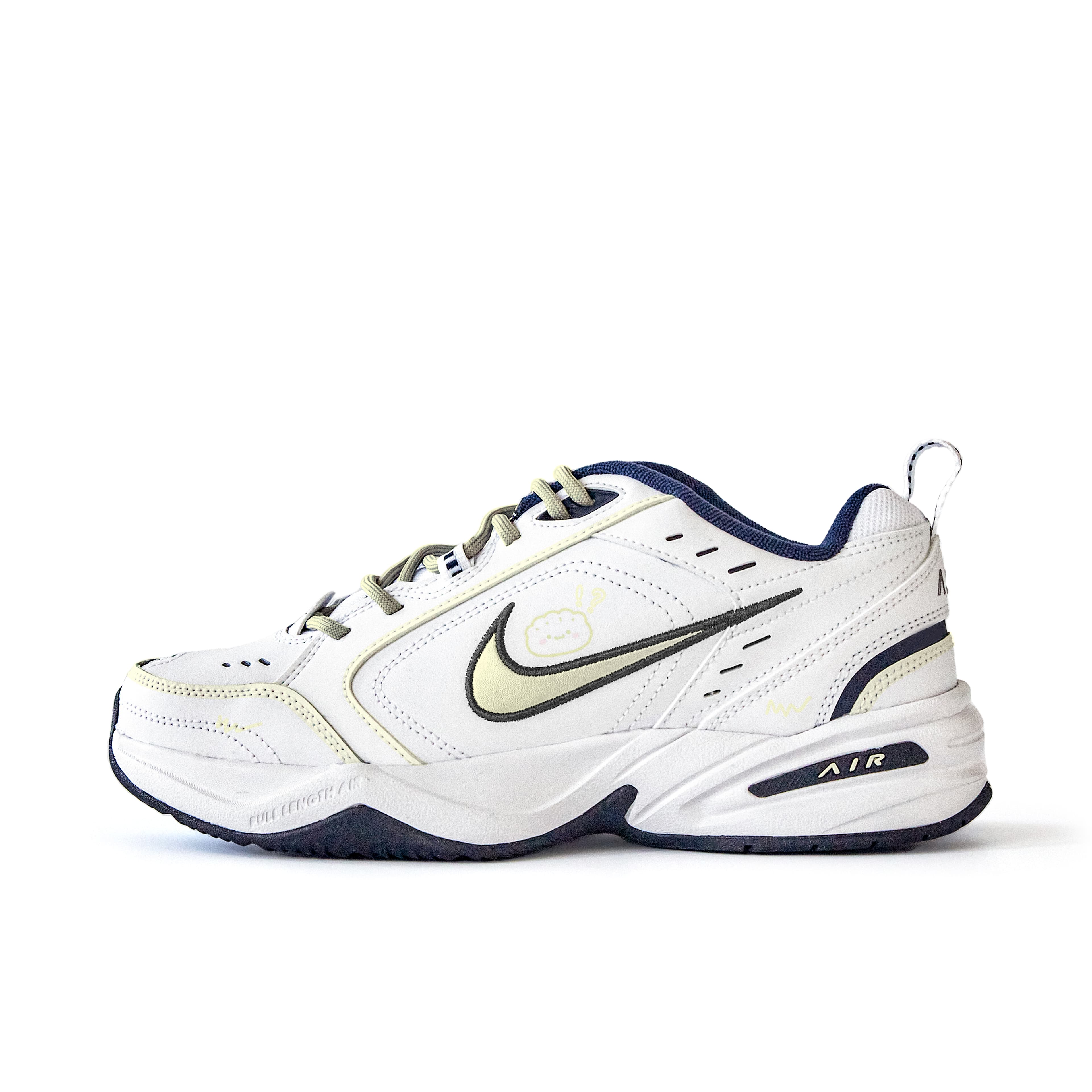 Nike Air Monarch 4 'Asa Xiao Hua' Custom Sneakers Casual Versatile Slip-Resistant Wear-Resistant Low-Top Dad Shoes Unisex White Yellow