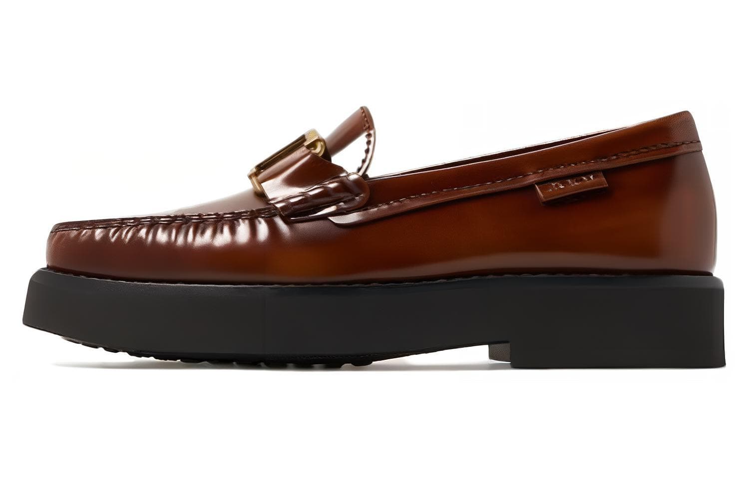 TOD'S Logo Plaque Round Toe Loafers Women's