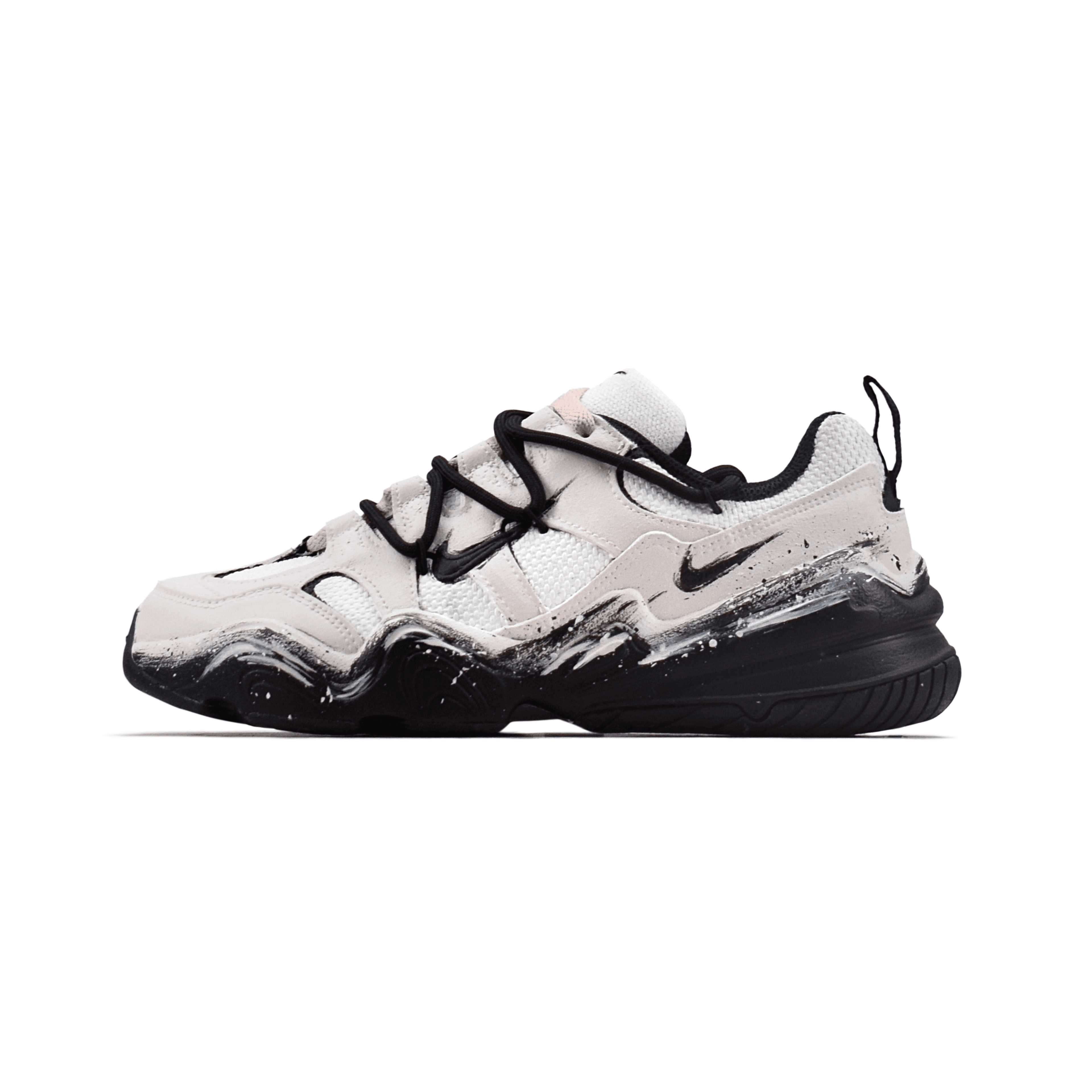 Custom Sneakers Nike Tech Hera 'Ink Pink Silver' Deconstruction Double Swoosh Functional Trendy Splatter Comfort Versatile Wear-Resistant Low-Top Casual Shoes Women's Silver Pink