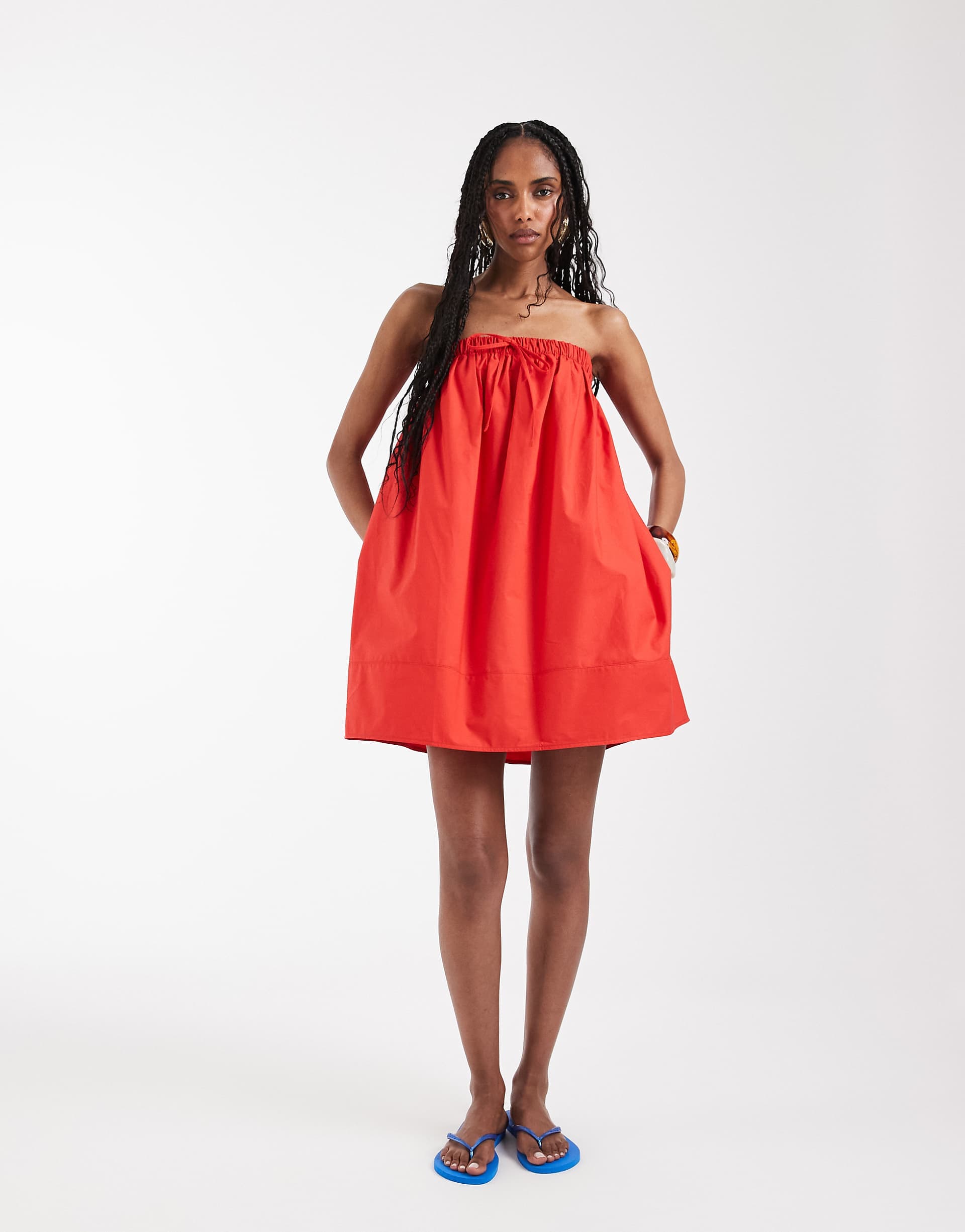 ASOS DESIGN strapless trapeze mini dress in red