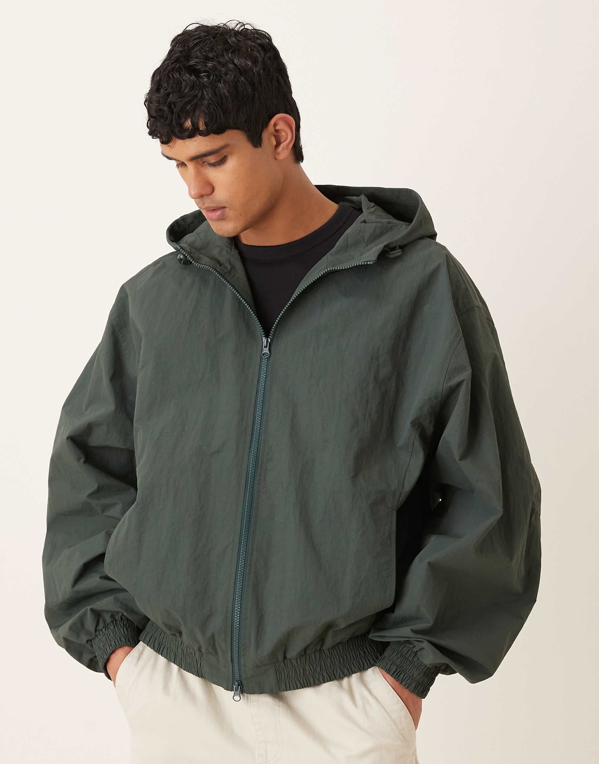 ASOS DESIGN oversized track jacket in dark green