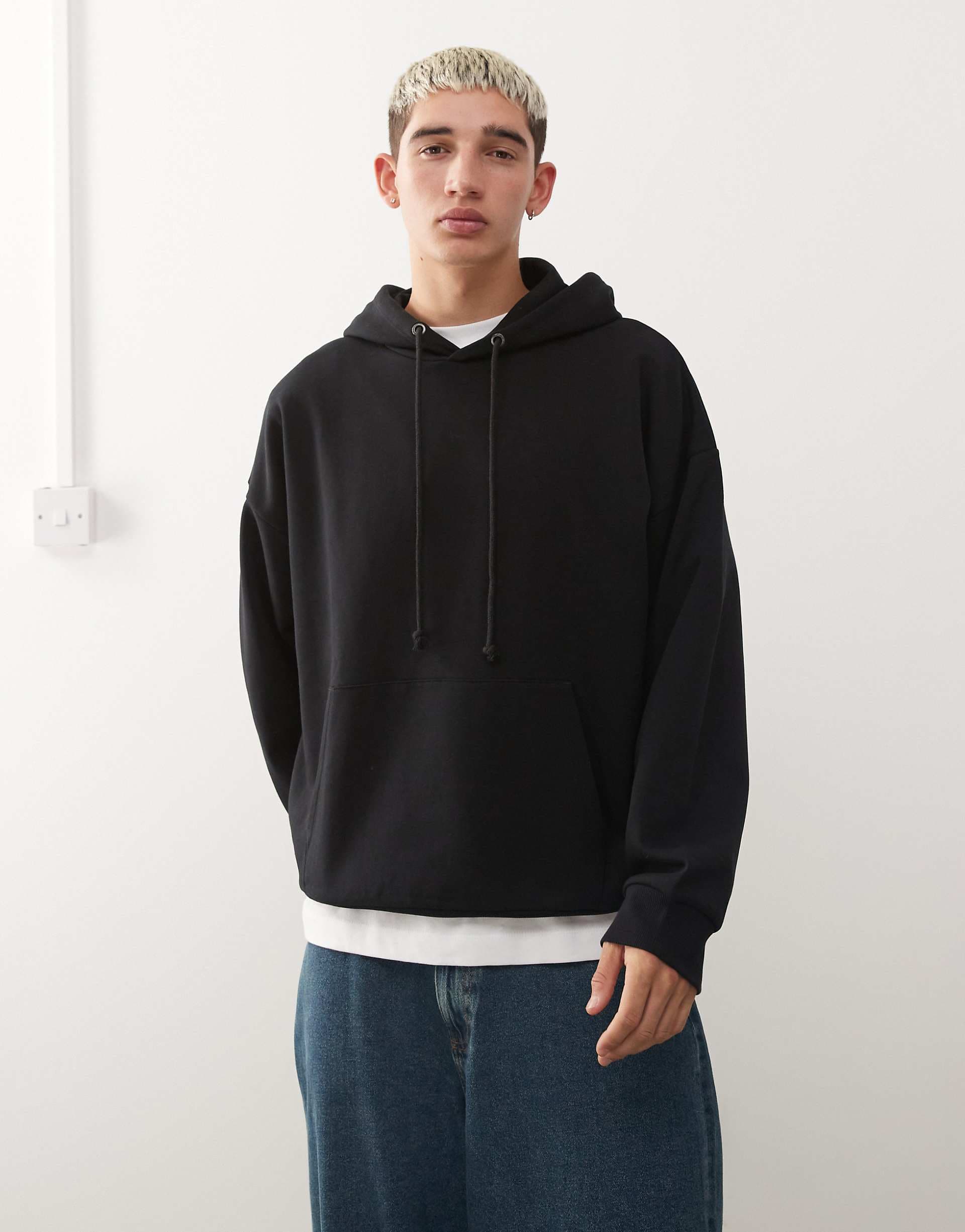 COLLUSION boxy hoodie in black