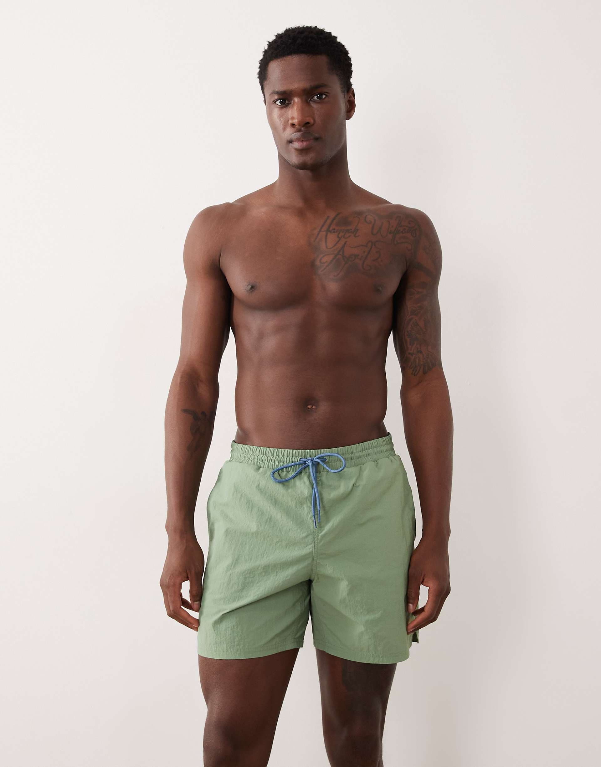 Farah Colbert drawstring logo swim shorts in green