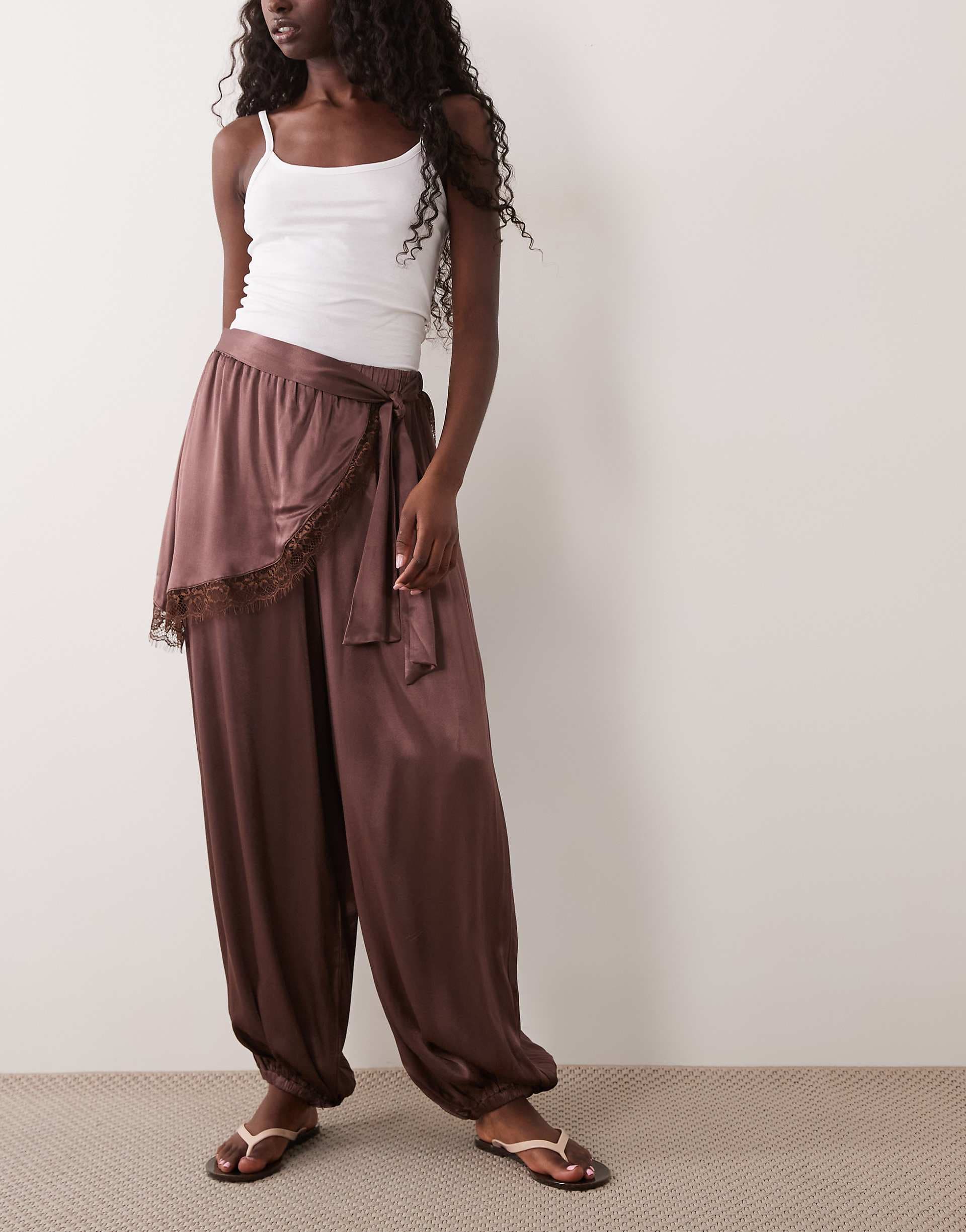 Miss Selfridge wrap detail satin balloon pants
