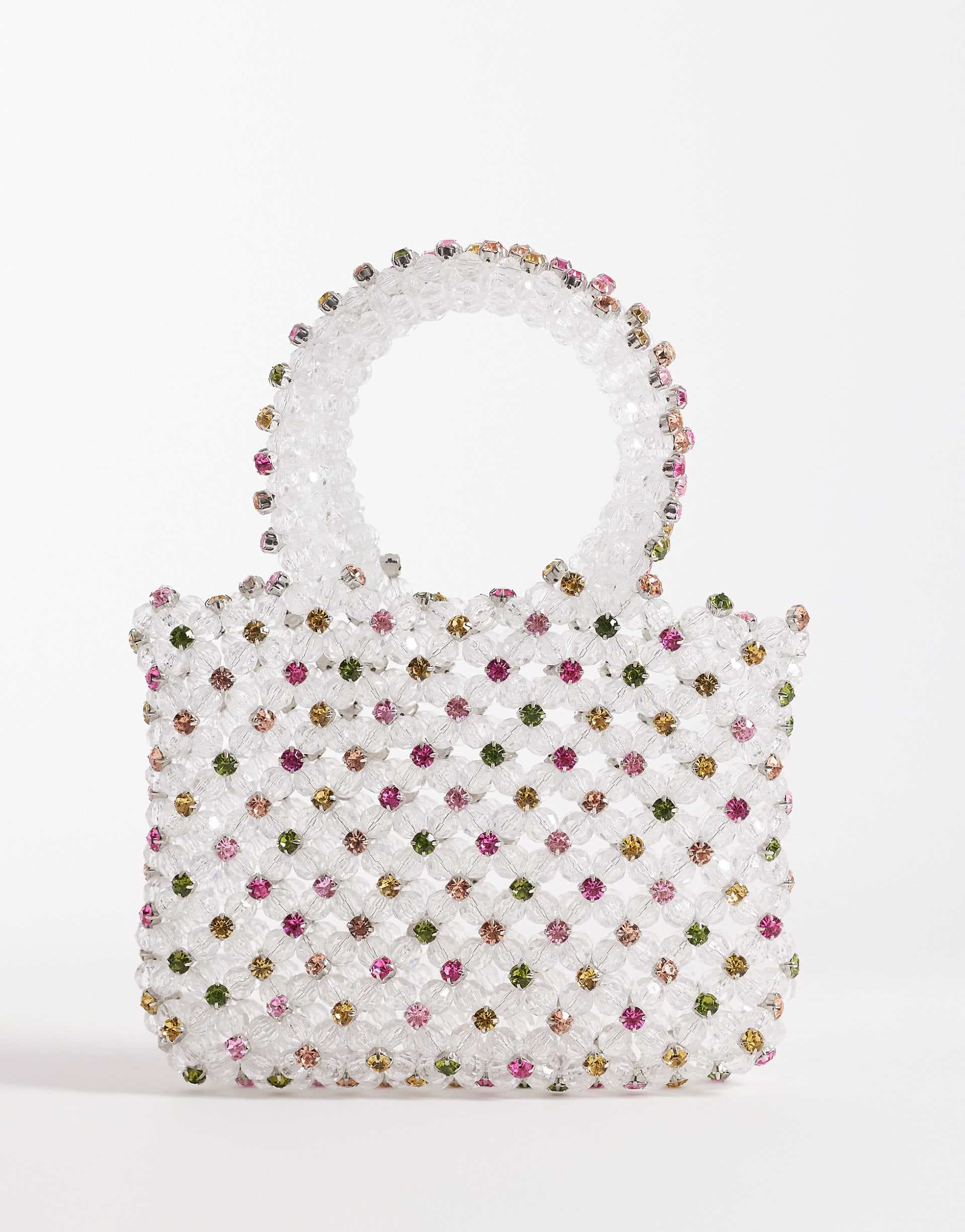 River Island diamante beaded grab bag in multicolor