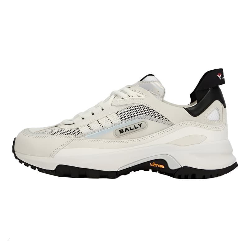 BALLY Calfskin Round-Toe Lace-Up Low-Top Casual Shoes Women's White Black