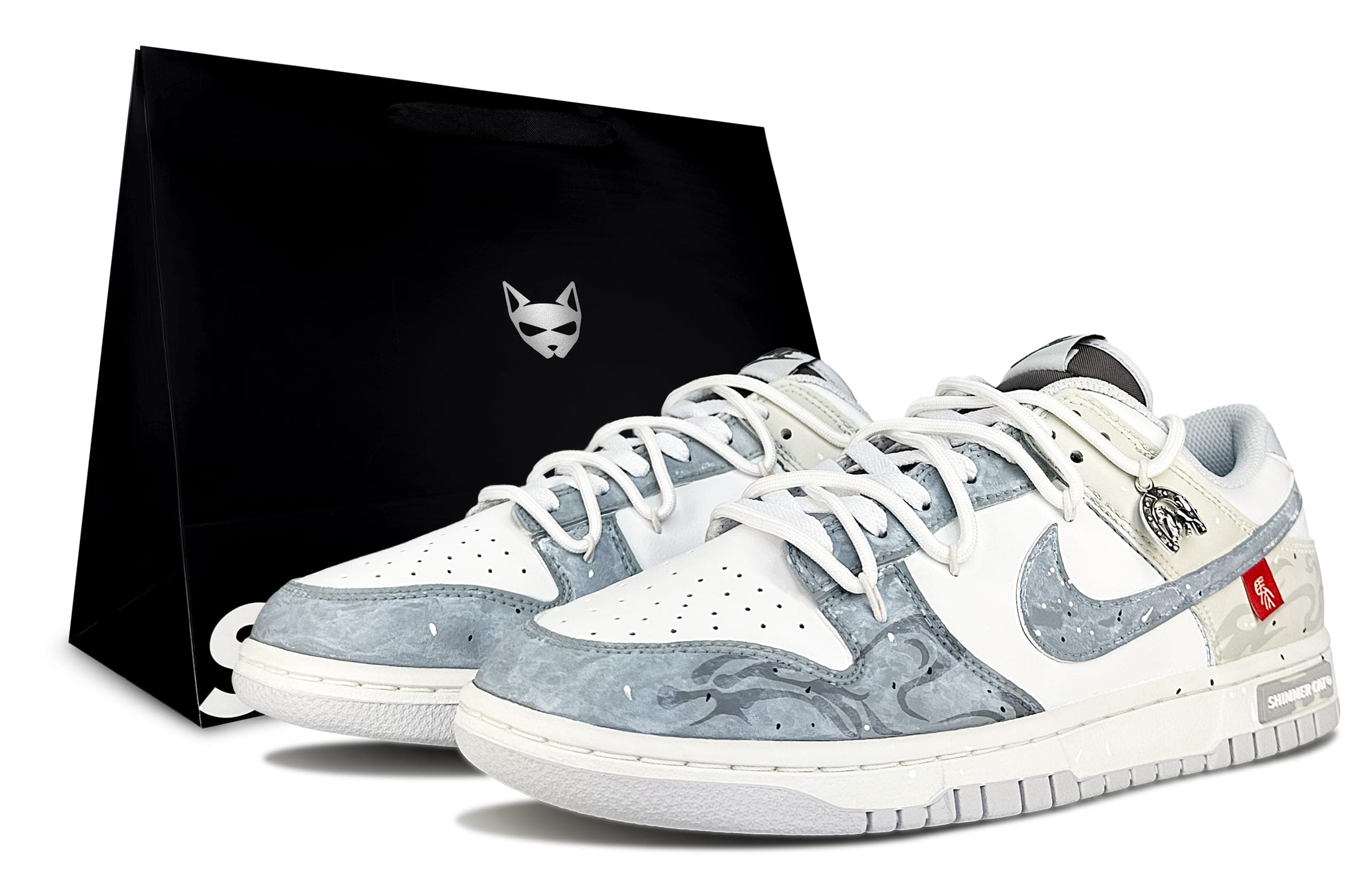 Nike Dunk Low 'Jade Smoke Steed' Custom Sneakers Unisex Silver Gray