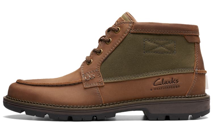 Clarks Leather Waterproof Slip-Resistant High-Top Casual Outdoor Shoes Men's Brown