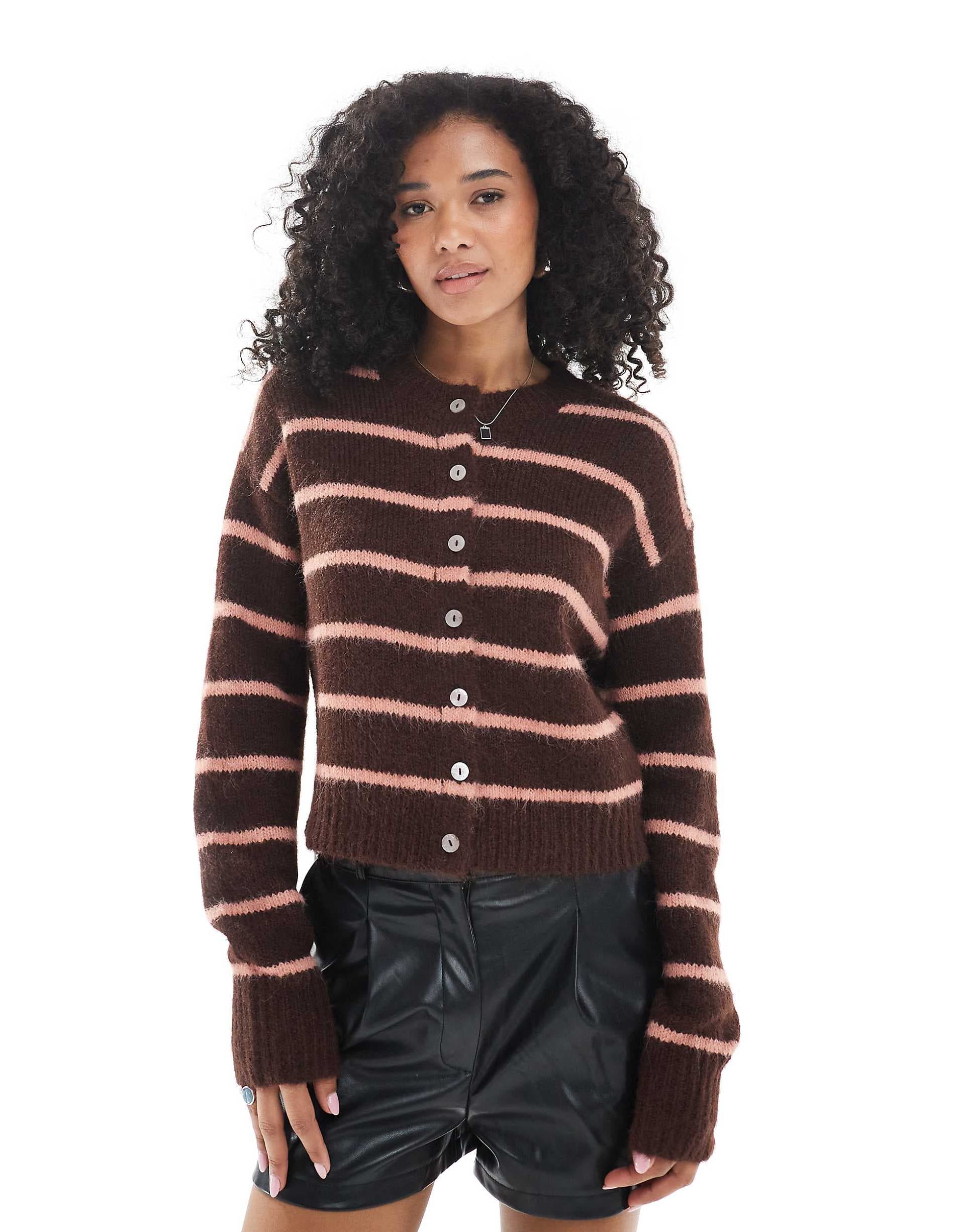 Cotton On lofty luxe crew neck cardigan in american oak