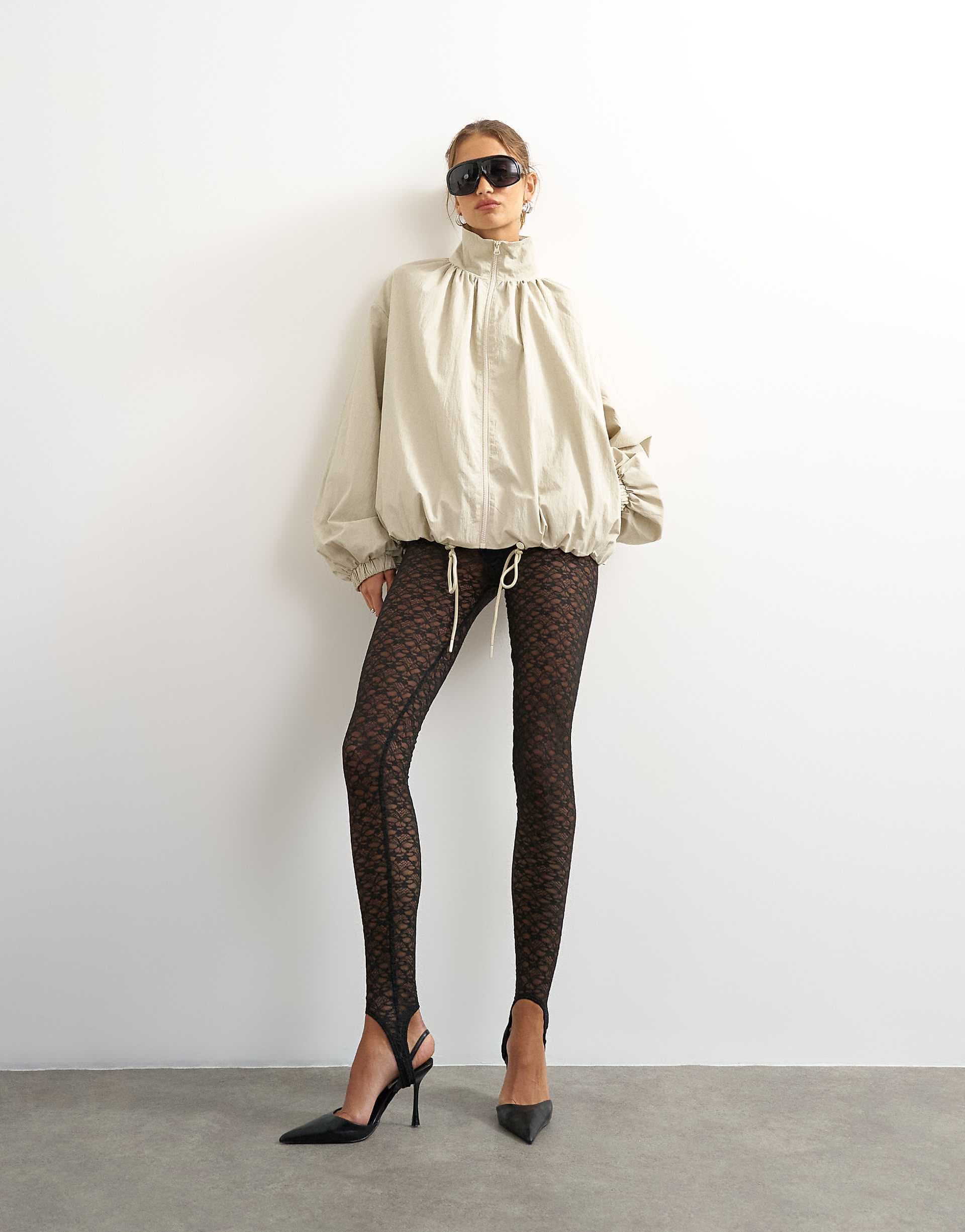 Topshop lace stirrup leggings in black
