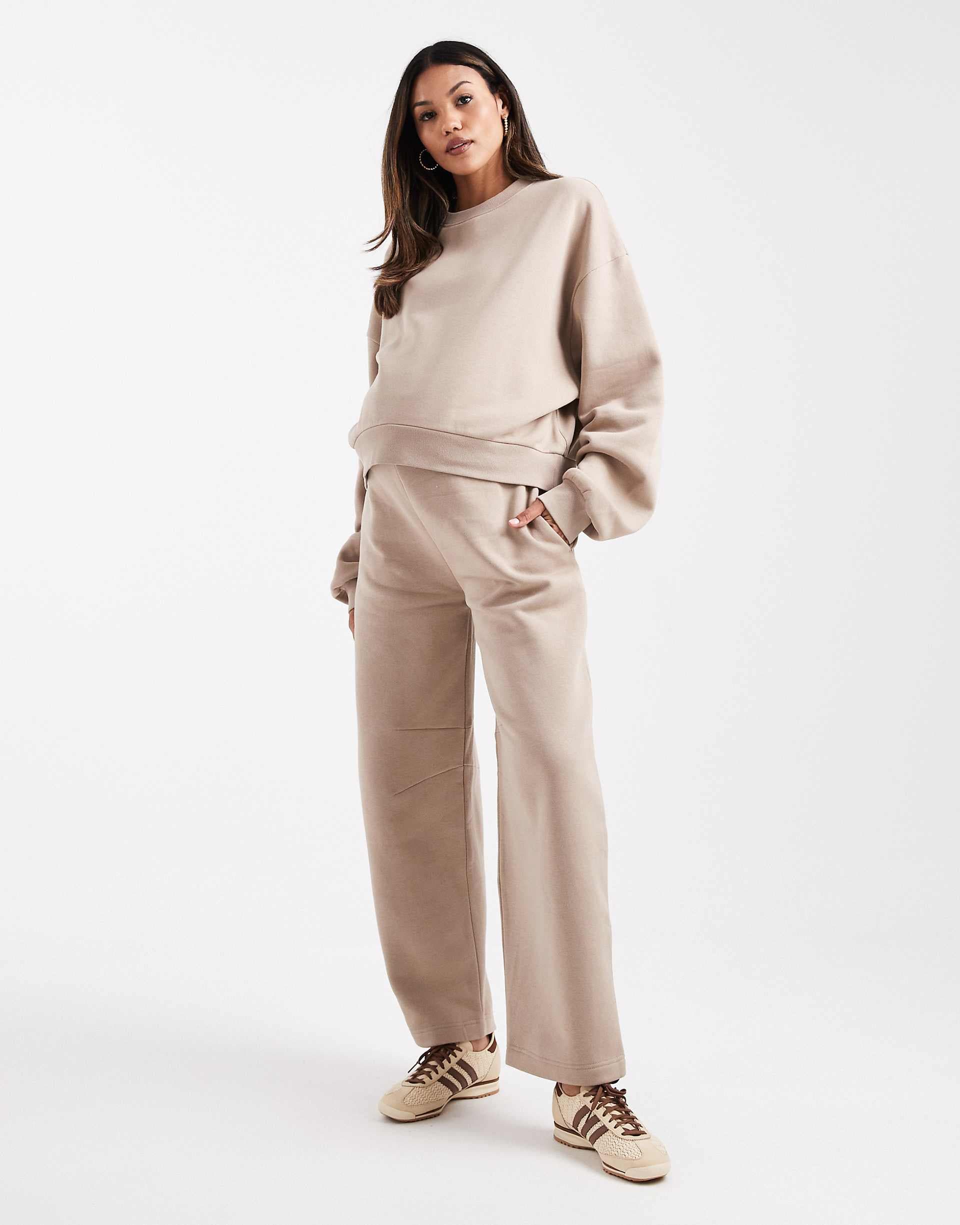 ASOS DESIGN Maternity barrel leg sweatpants in mocha taupe