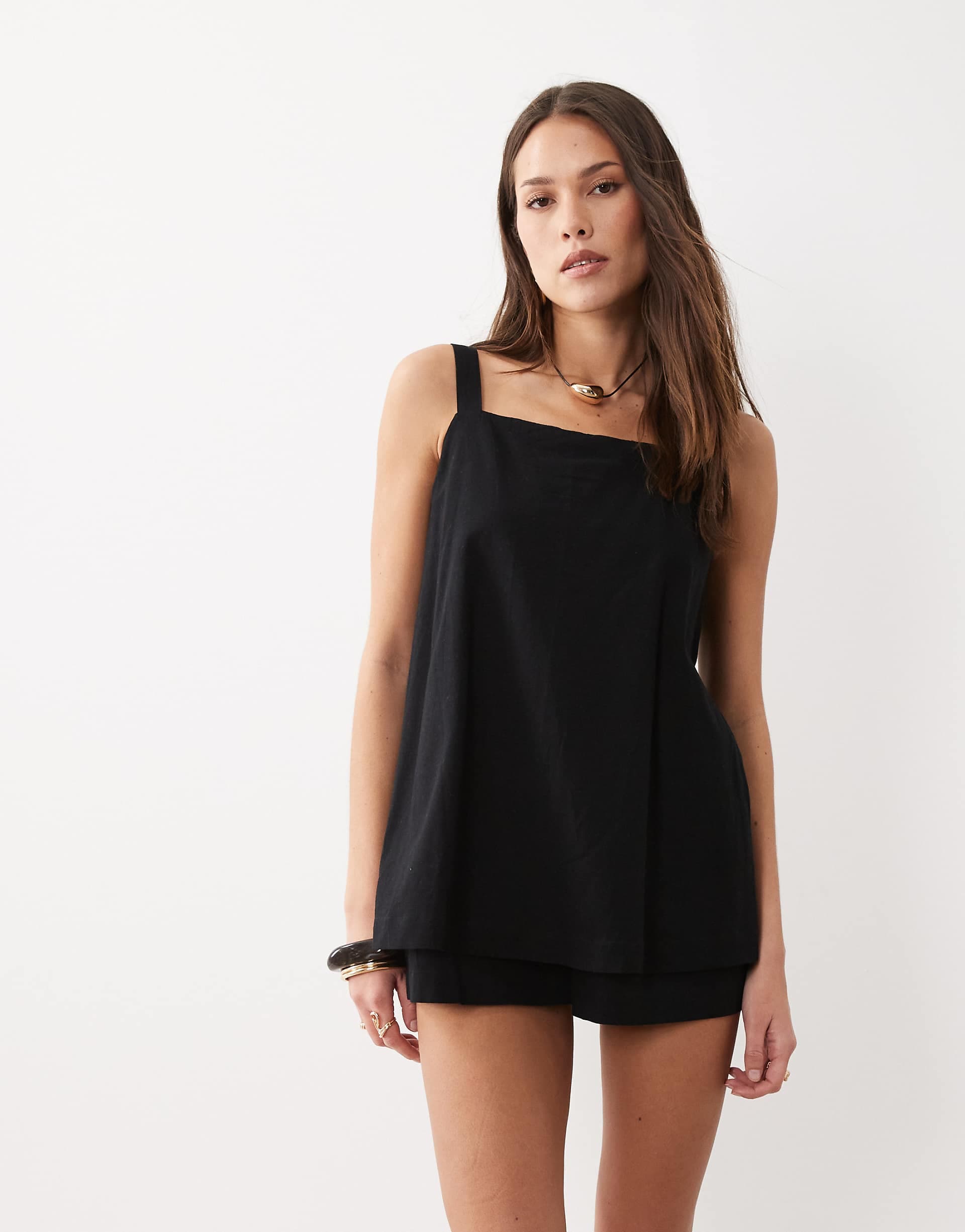 ASOS DESIGN short cami romper in black
