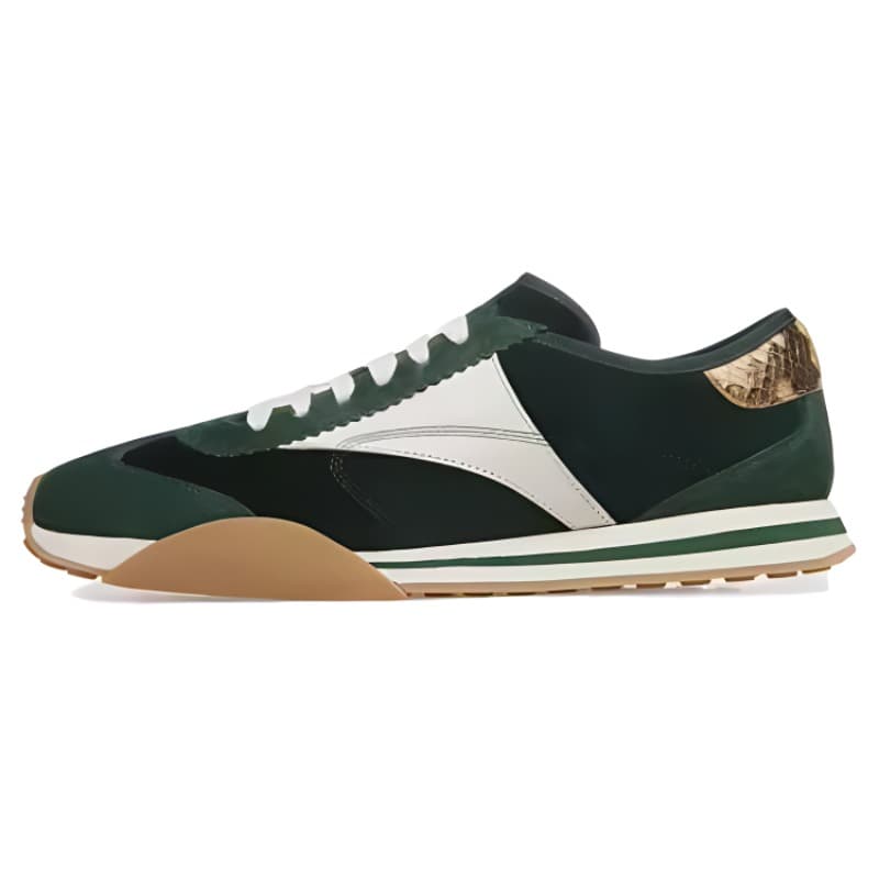 BALLY Cow Leather Round Toe Platform Lace-Up Comfort Versatile Low-Top Casual Shoes Men's White Green