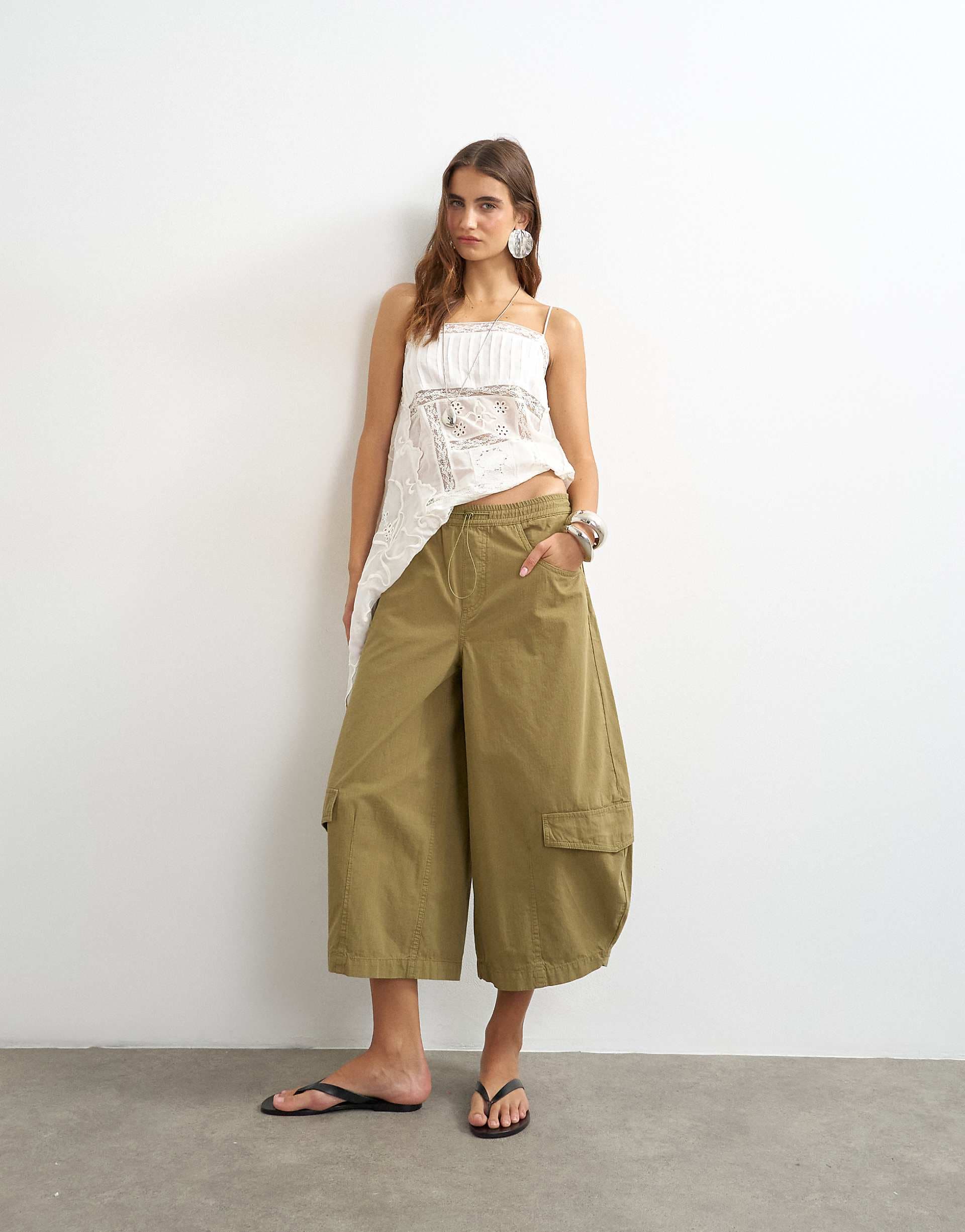 Topshop horseshoe cargo pants in khaki