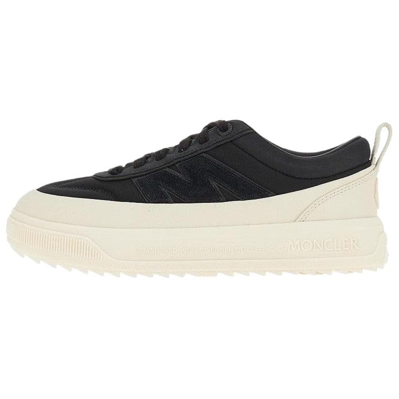 Moncler Altive Suede Matte Round-Toe Lace-Up Low-Top Skate Shoes Men's Black