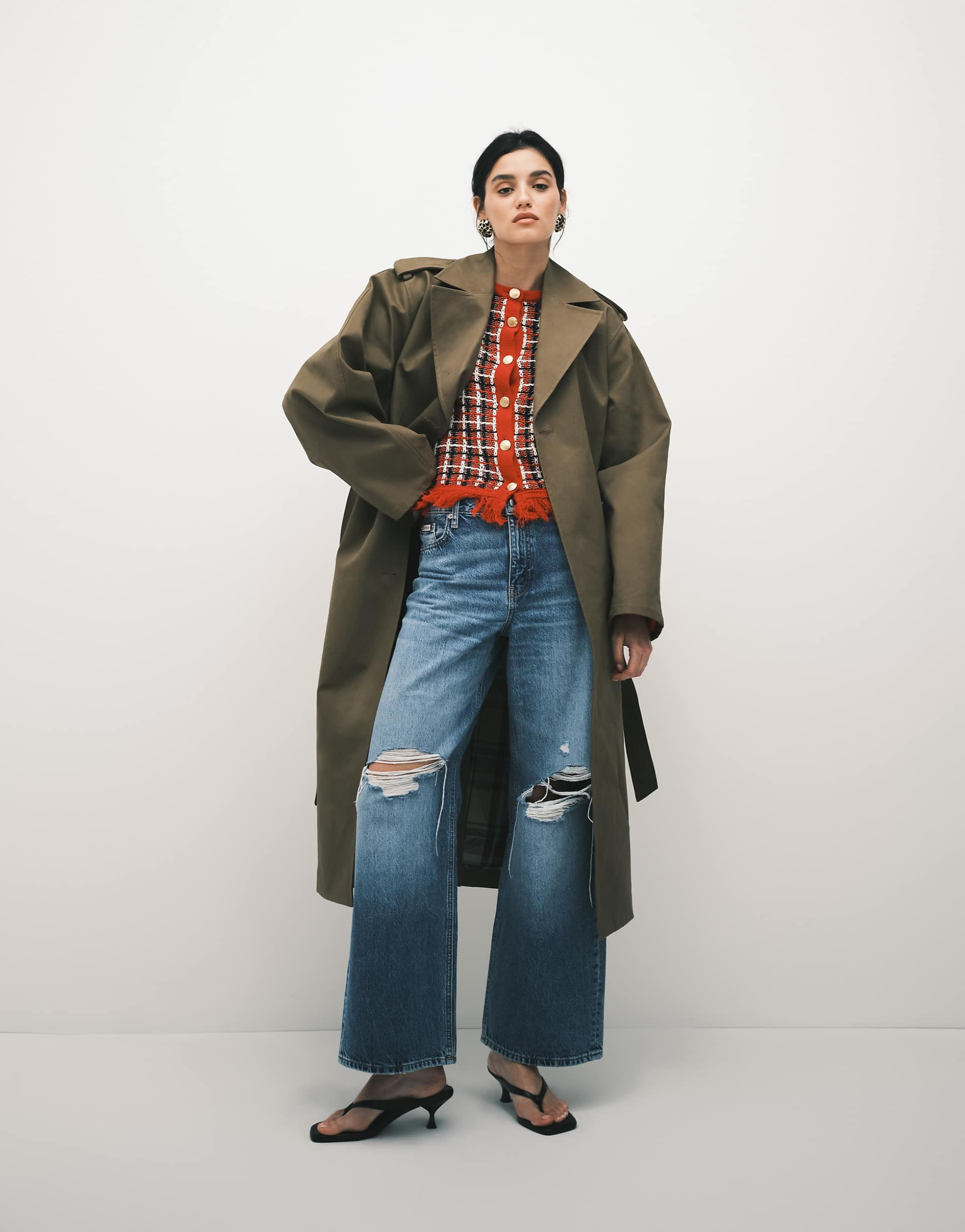 & Other Stories trench coat with utility belt detail in beige