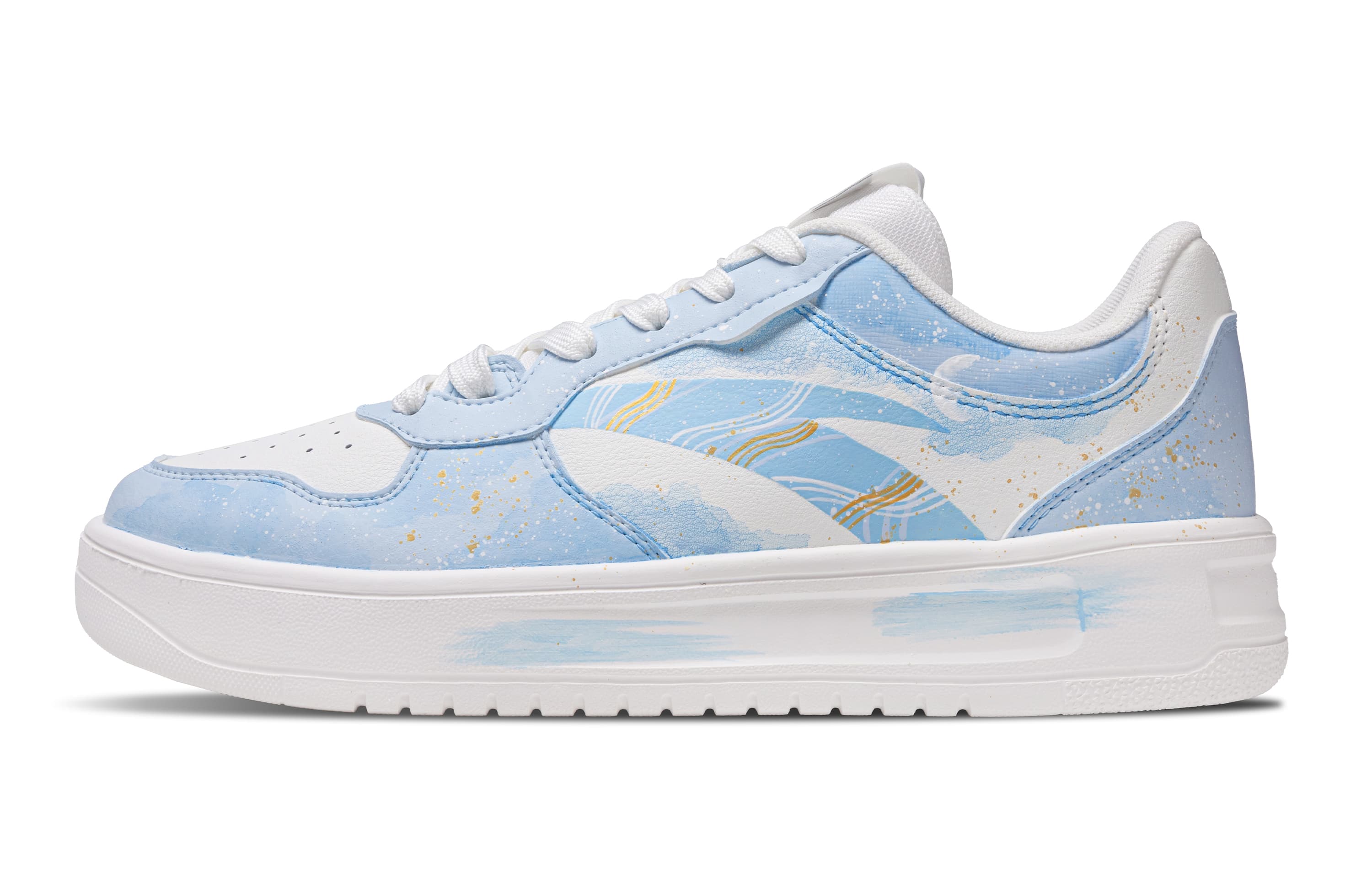 Anta Custom 'Sky Silk' Spray Gradient Low-Top Casual Sneakers Men's Deep Sky Blue