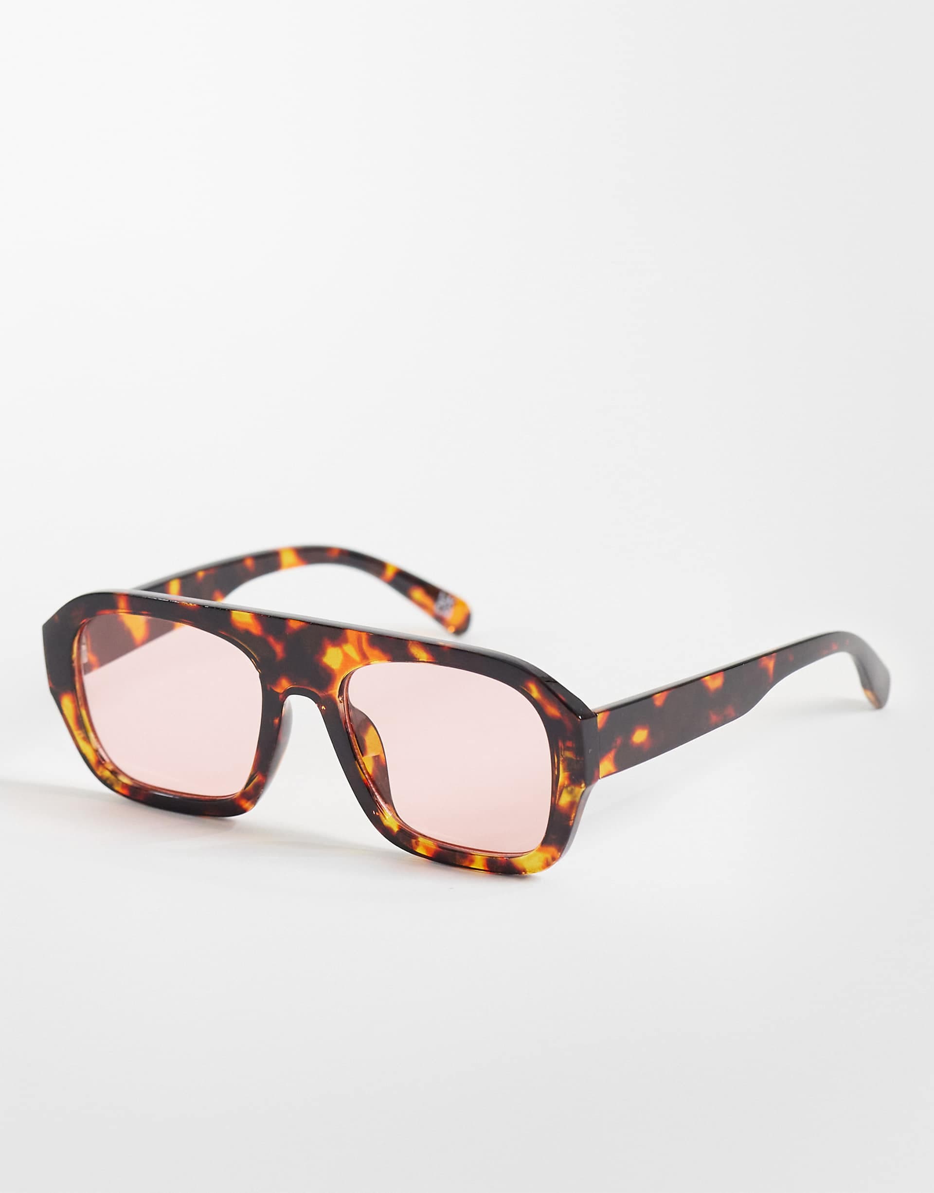 ASOS DESIGN aviator sunglasses in tort with pink lens