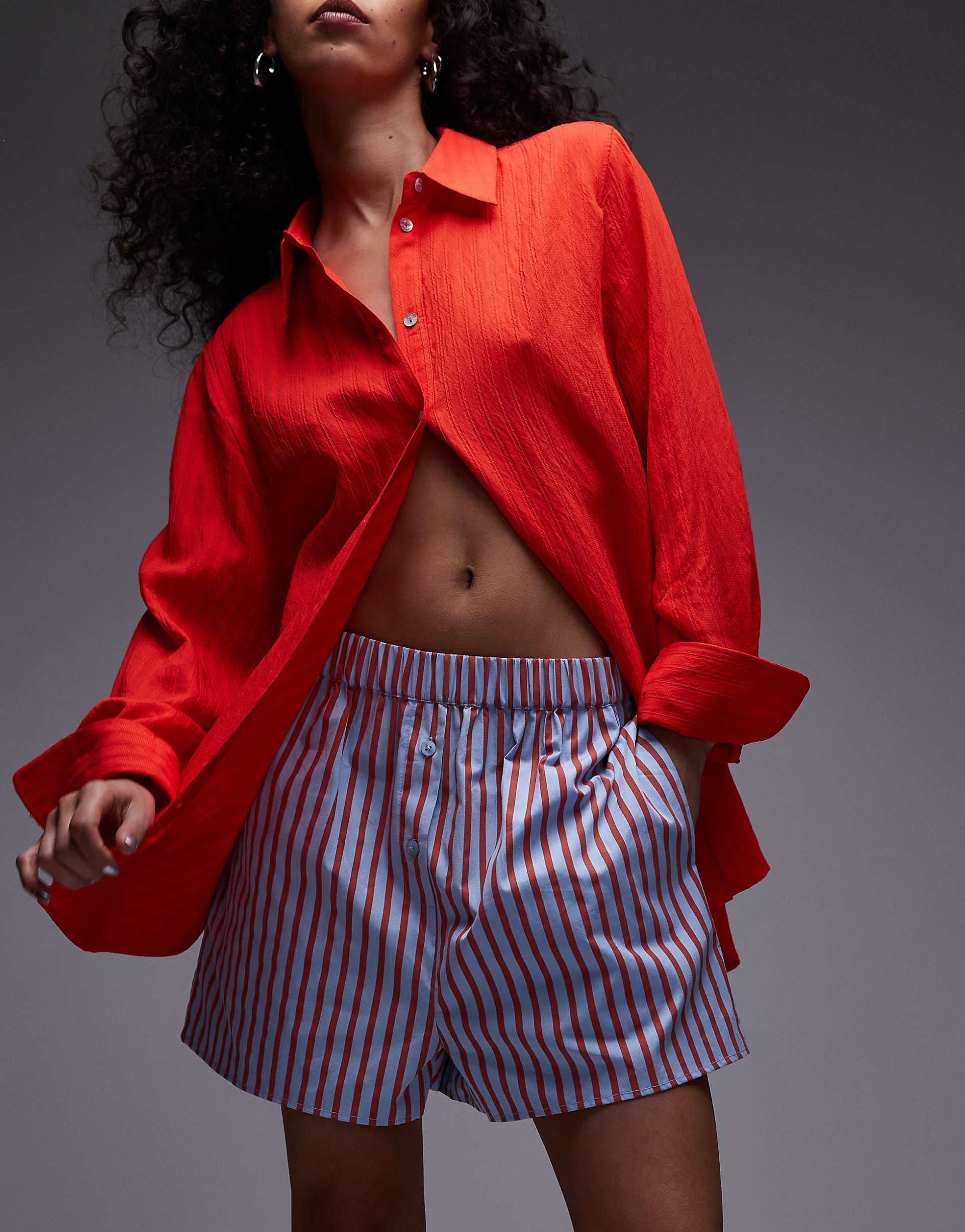 Topshop boxer shorts in blue stripes
