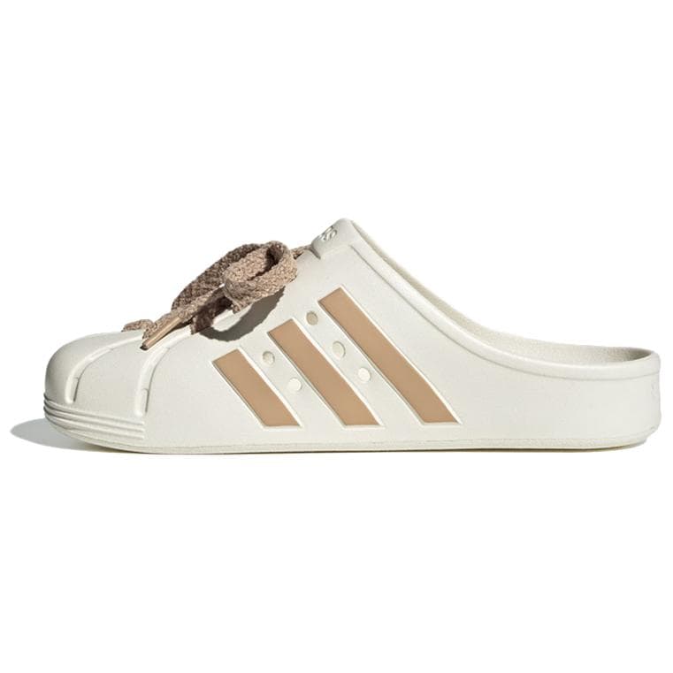 Adidas ADILETTE CLOGS Composite Sole Abrasion Resistant Slip Resistant Closed Toe Slippers Unisex White Brown