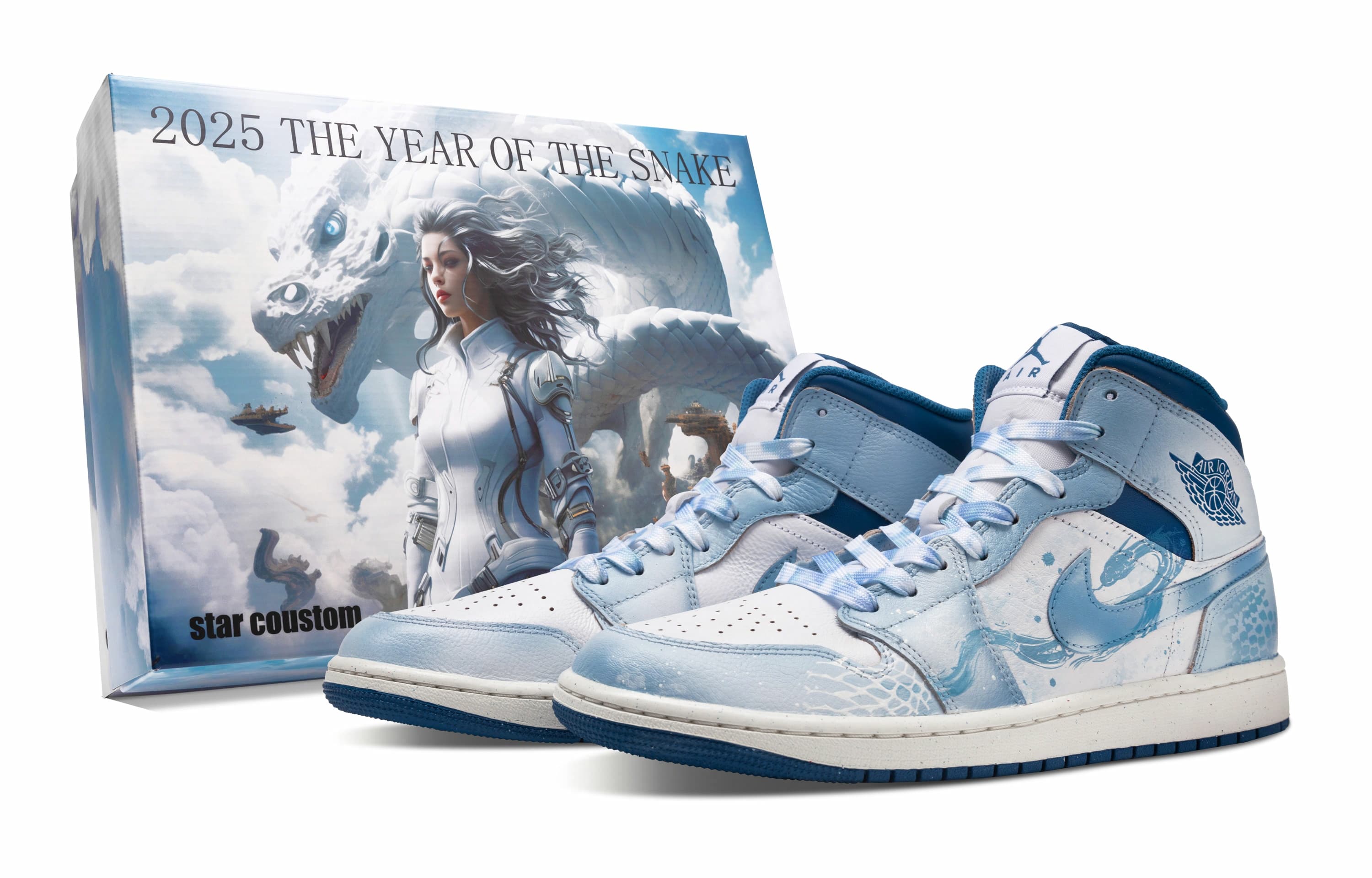 Jordan Air Jordan 1 Cushioning Anti-Slip And Wear-Resistant Mid-Top Vintage Basketball Shoes Men's Blue White