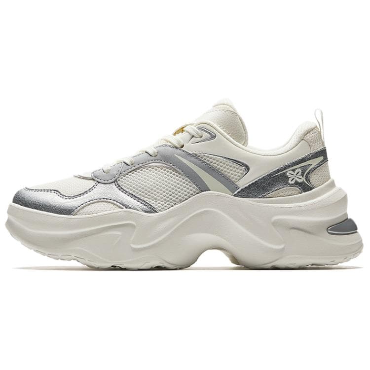 Anta Rabbit Shoes Women's Low-Top Casual Sneakers Silver White Comfortable Versatile Durable Lightweight
