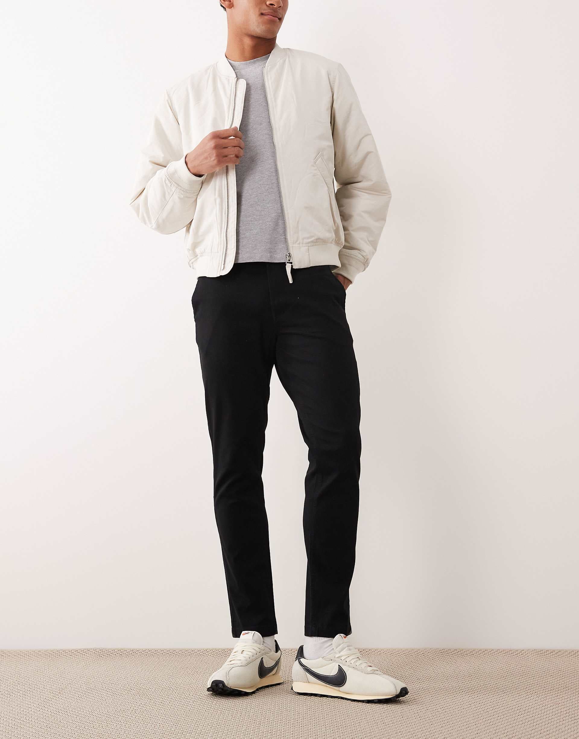 Jack & Jones Intelligence slim fit chinos in black