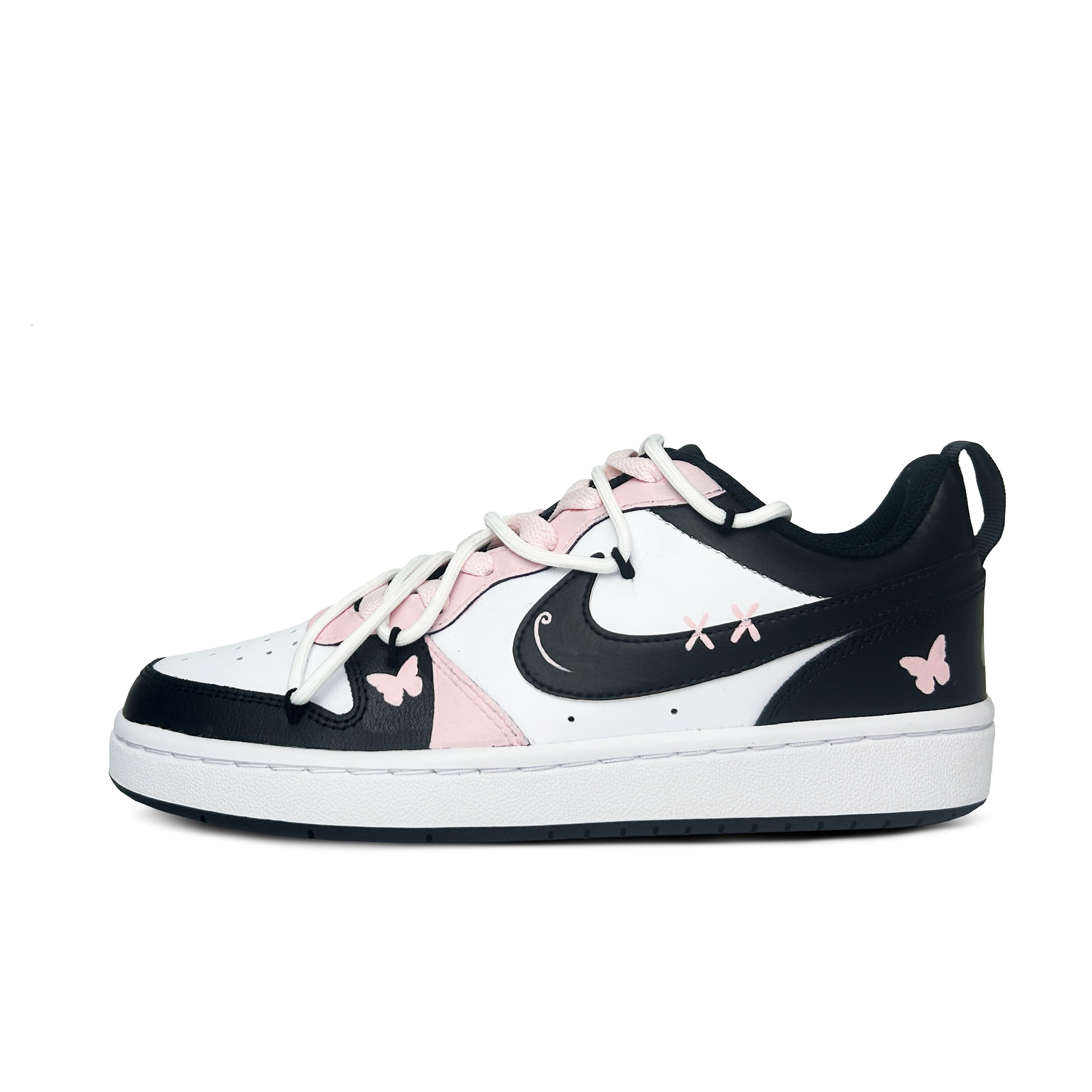 Nike Court Borough Low Butterfly Girlish Low-Top Skateboard Shoes GS Black Pink