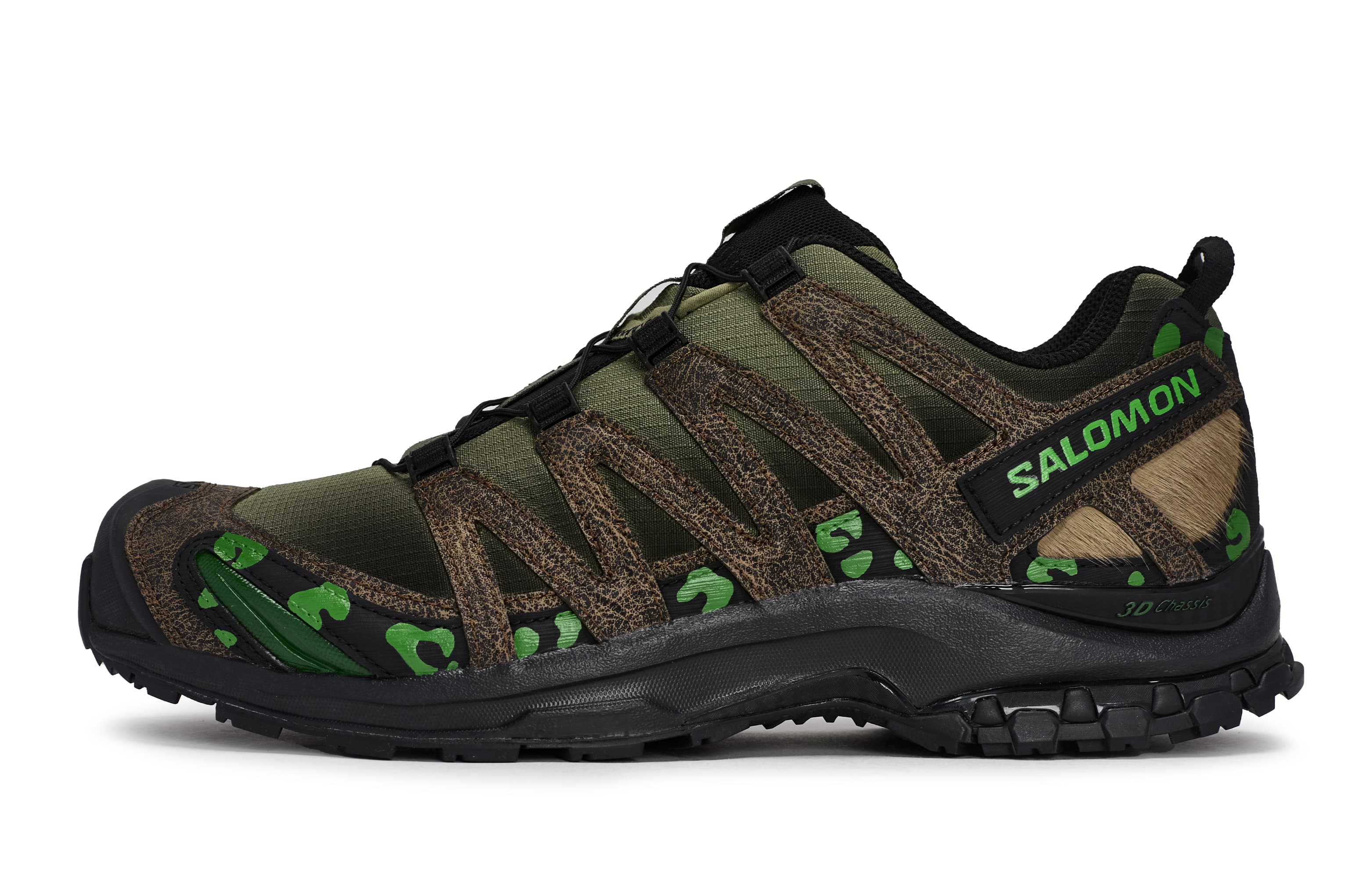 Custom SneakersSALOMON XA PRO 3D 811 Made Green Leopard Print Year of the Horse Chinese Style Outdoor Sport Low-Top Running Shoes Unisex Black Green Brown Gold