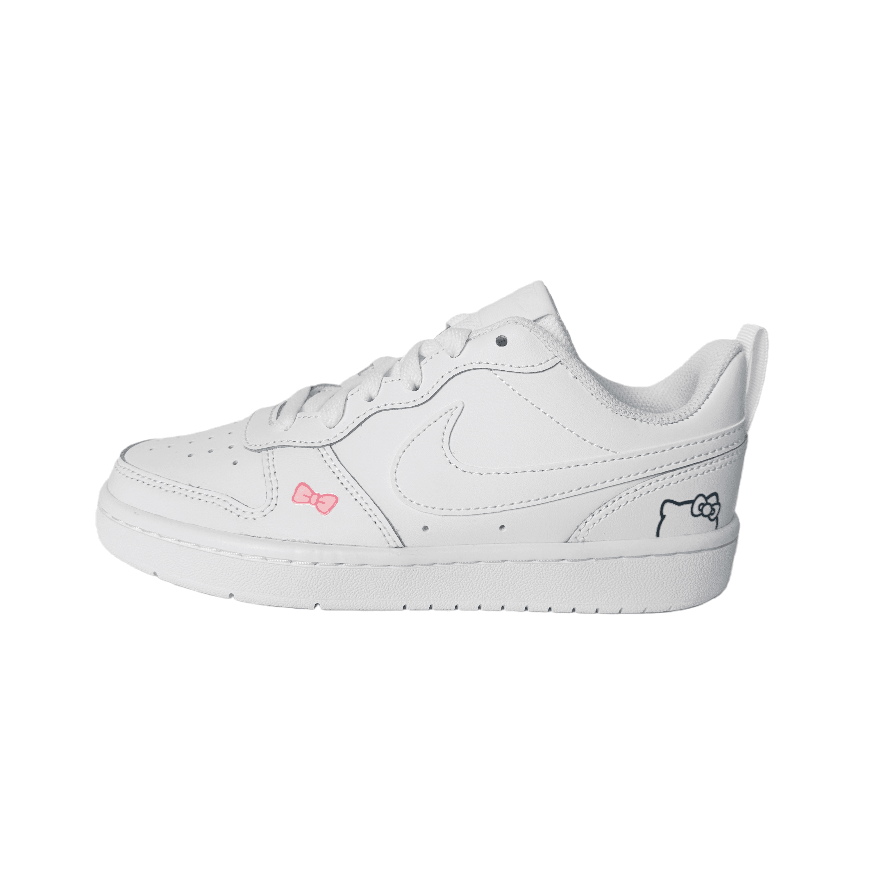 Custom Nike Court Borough 'Kitty Bow' Leather Romantic Cute Low-Top Sneakers Unisex White