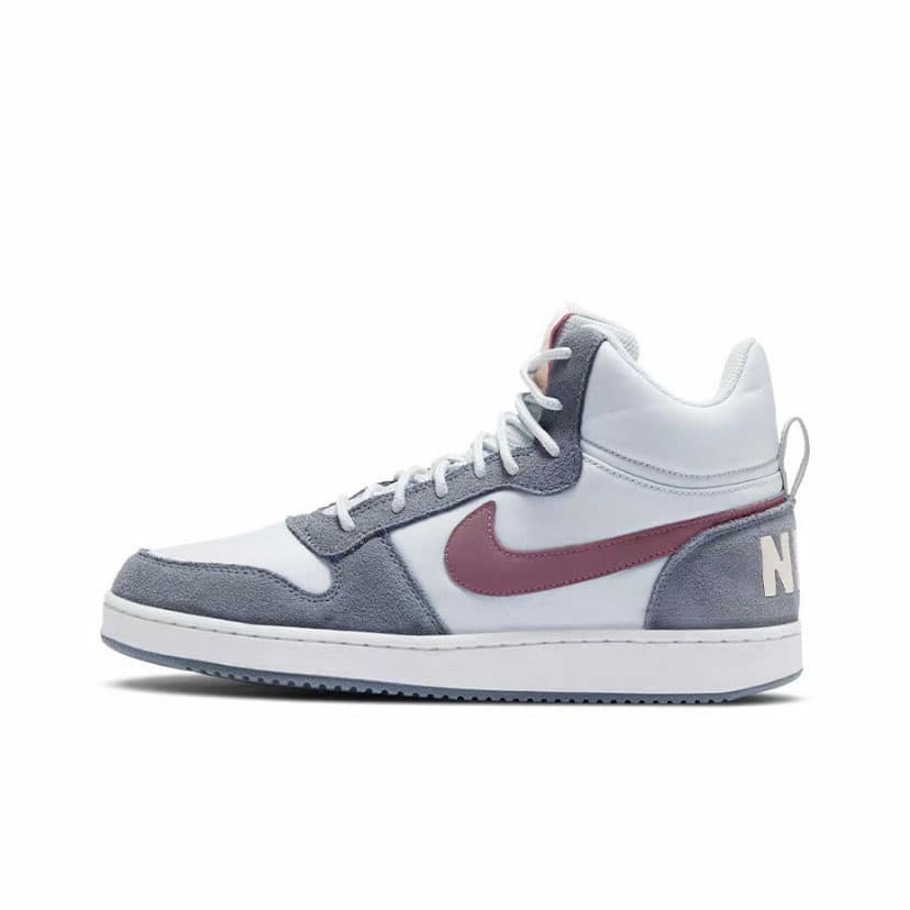 Nike Court Borough Flamingo Anti-Slip Wear-Resistant Mid-Top Skateboard Shoes Women's Gray Red