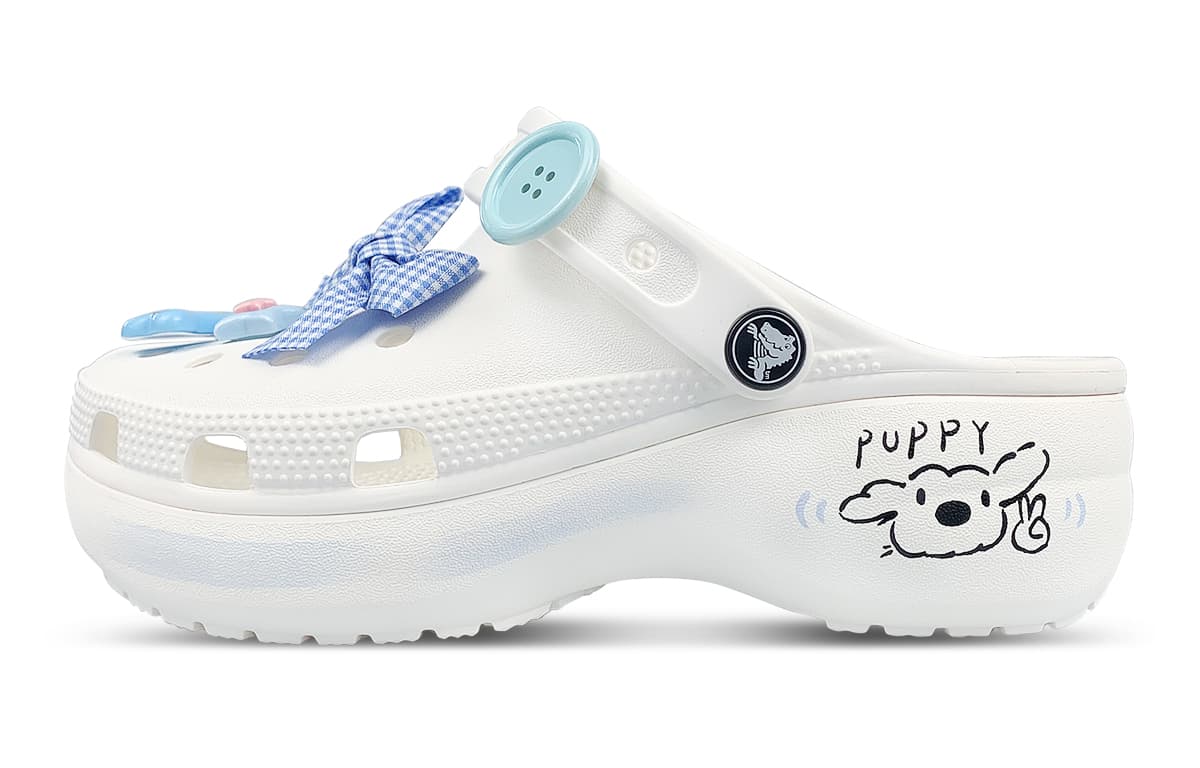 Crocs Classic Platform Clog Classic Cloud Clog Vintage Clogs Women's White Blue