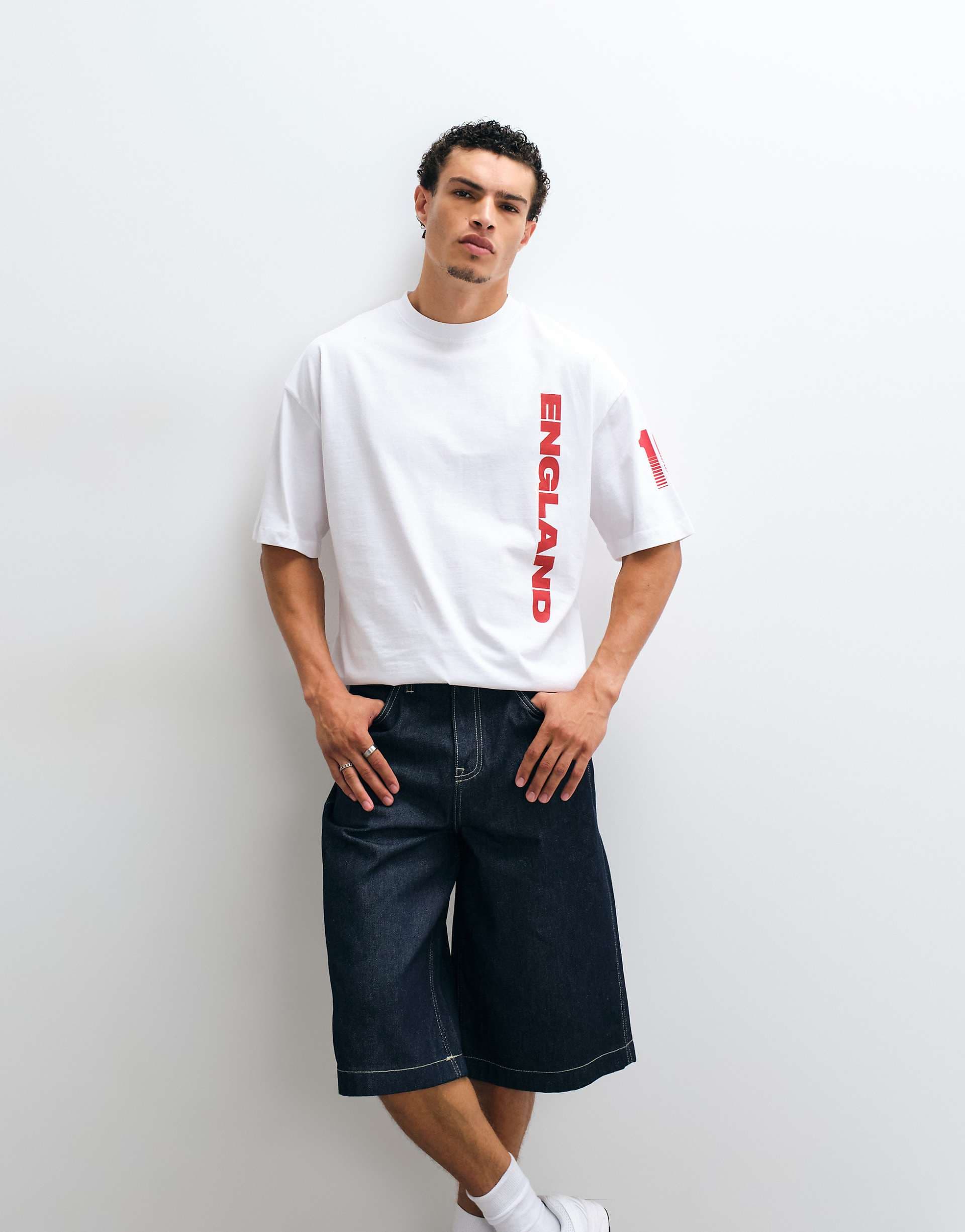 ASOS DESIGN oversized t-shirt with England graphic in white