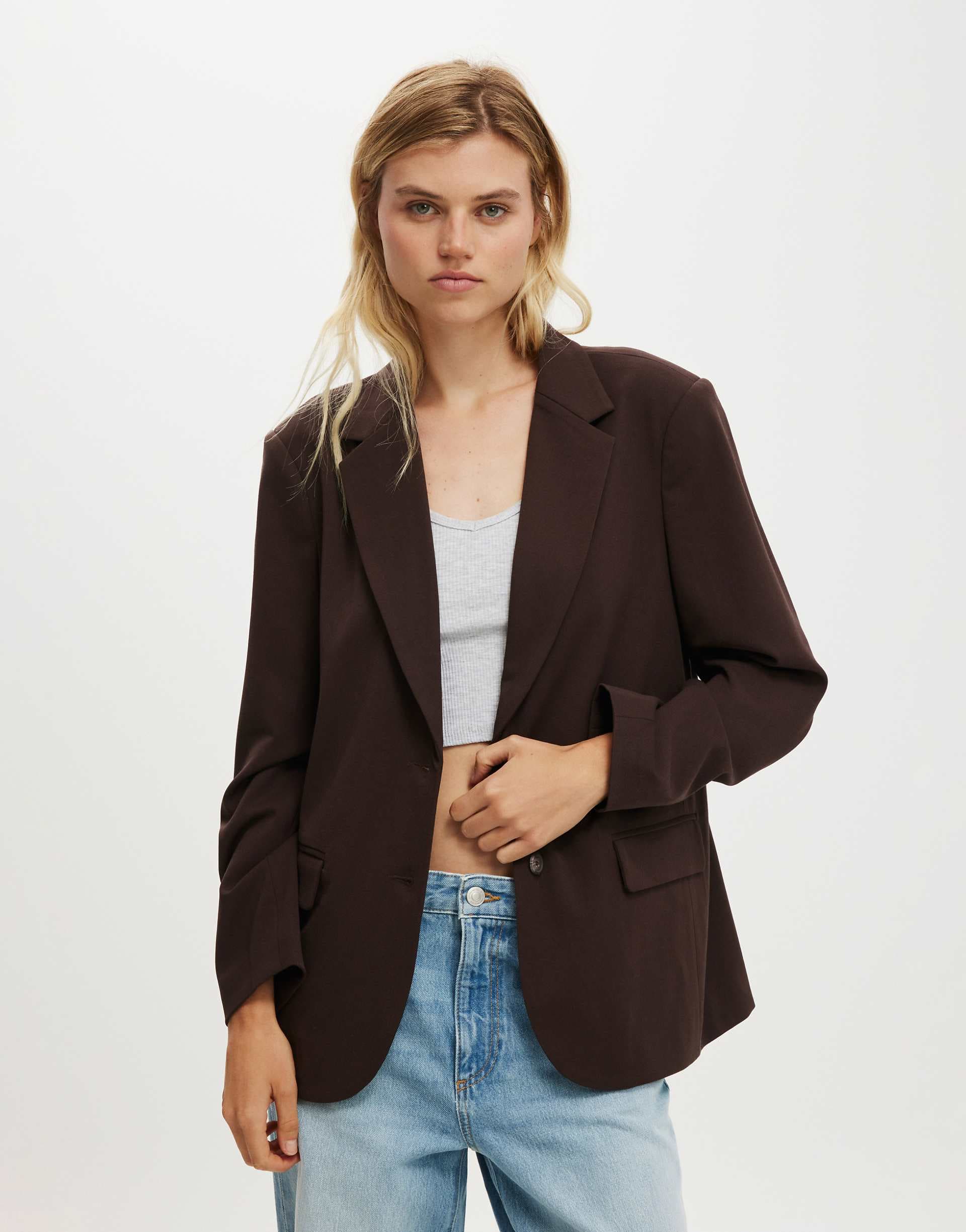 Cotton On blazer in dark oak - part of a set