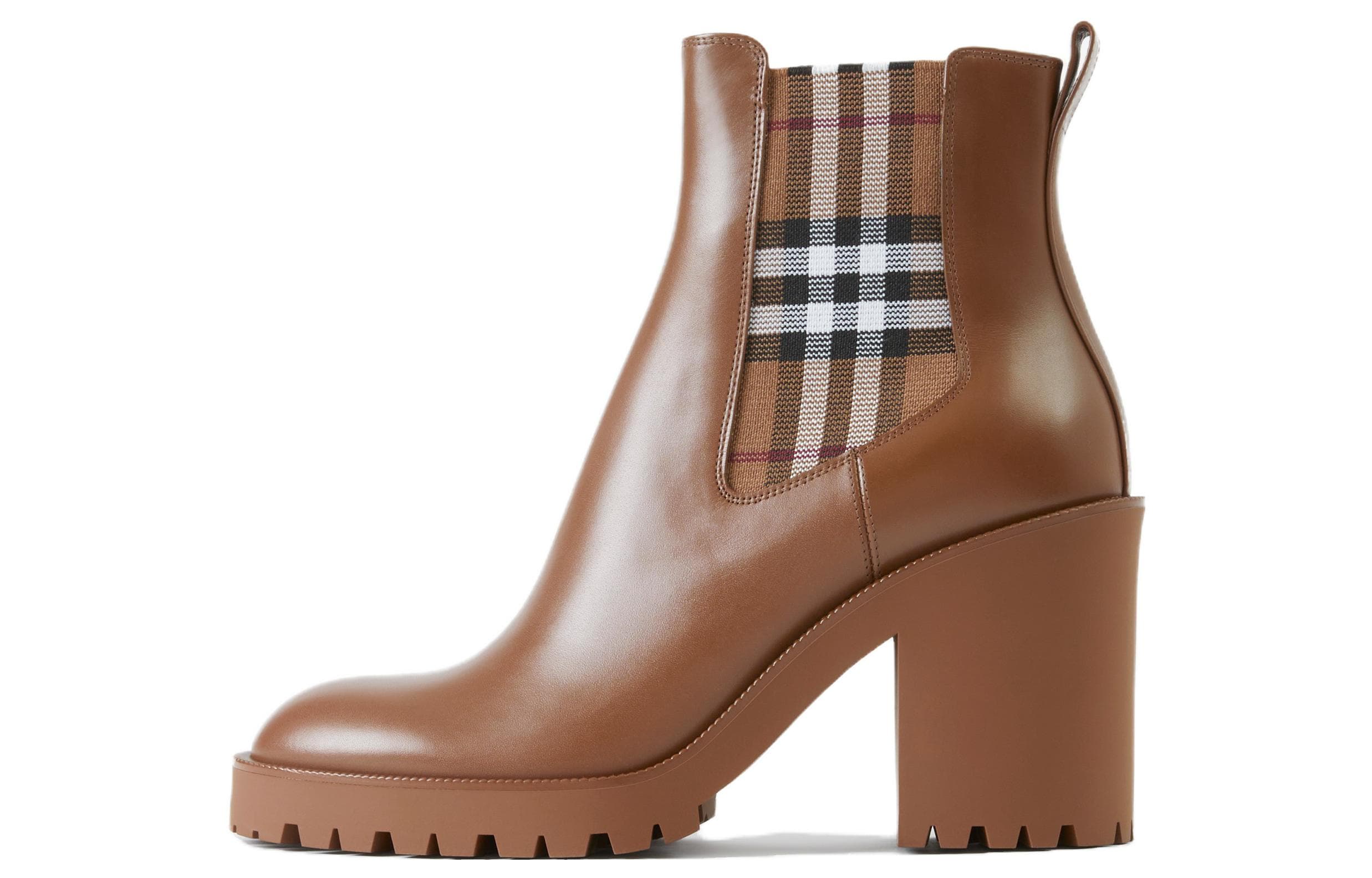 Burberry Check Panel 70mm Leather Ankle Boots